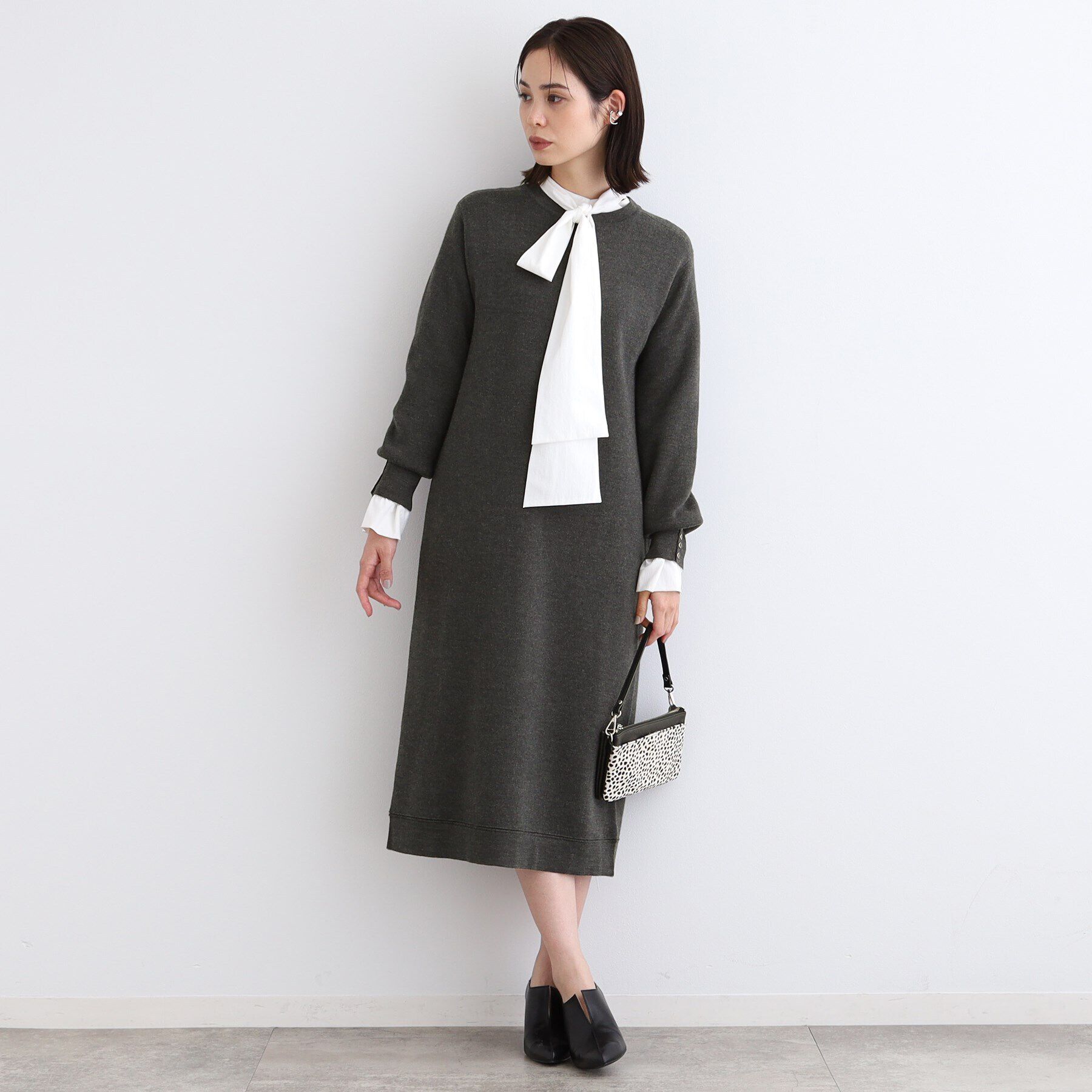 INDIVI「【ウール混／洗える】スムースニットワンピース」|ワンピース|