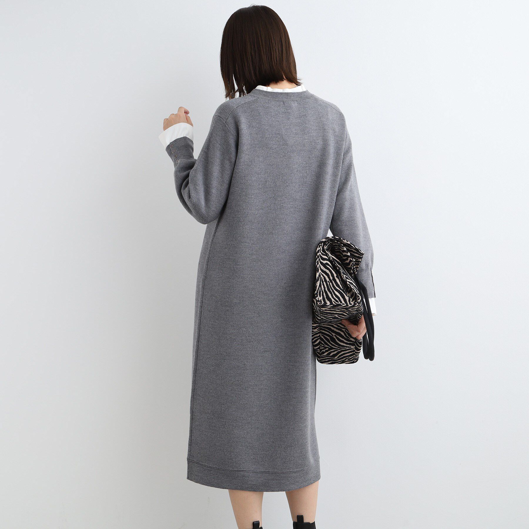 INDIVI「【ウール混／洗える】スムースニットワンピース」|ワンピース|