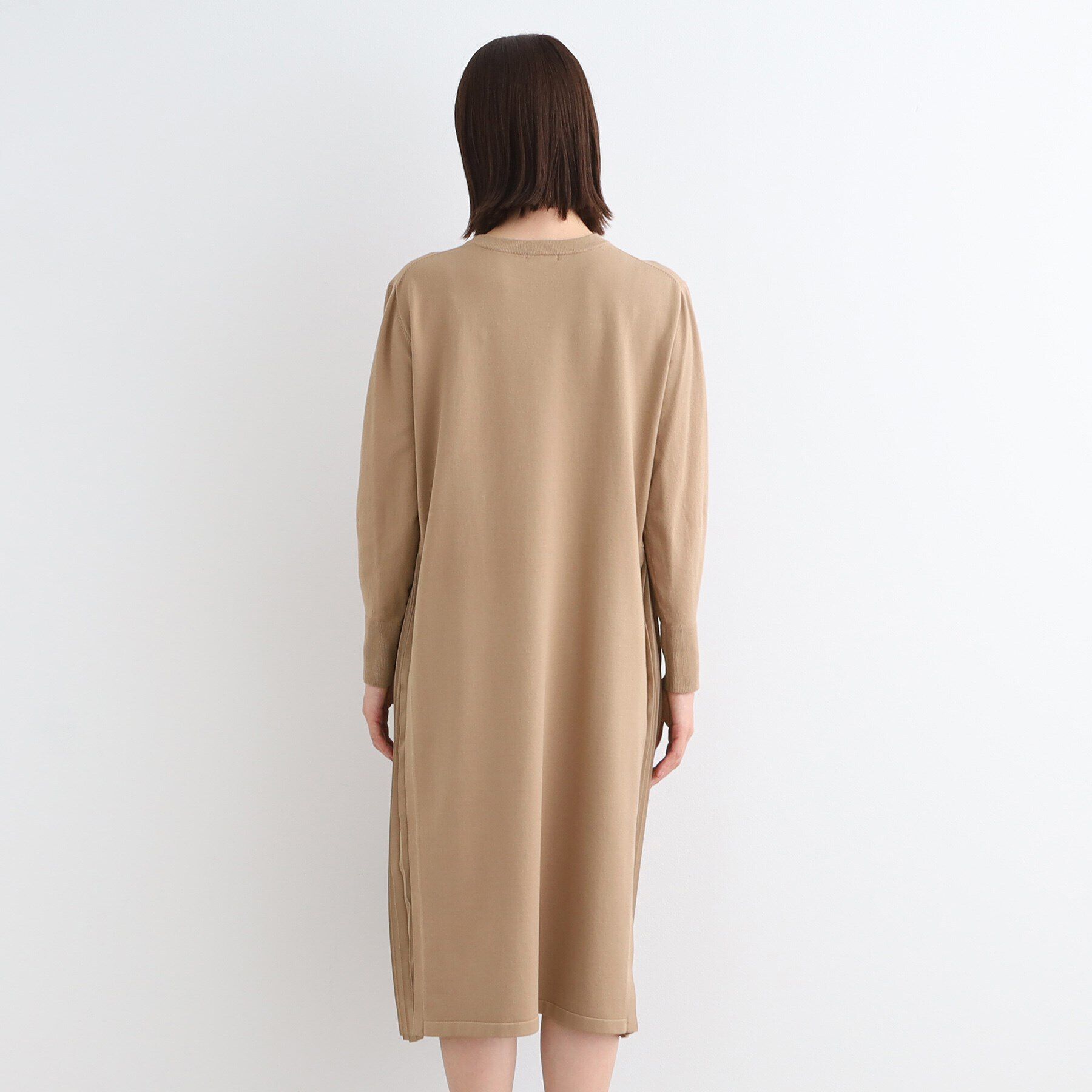 INDIVI「【洗える】サイドプリーツニットワンピース」|ワンピース|