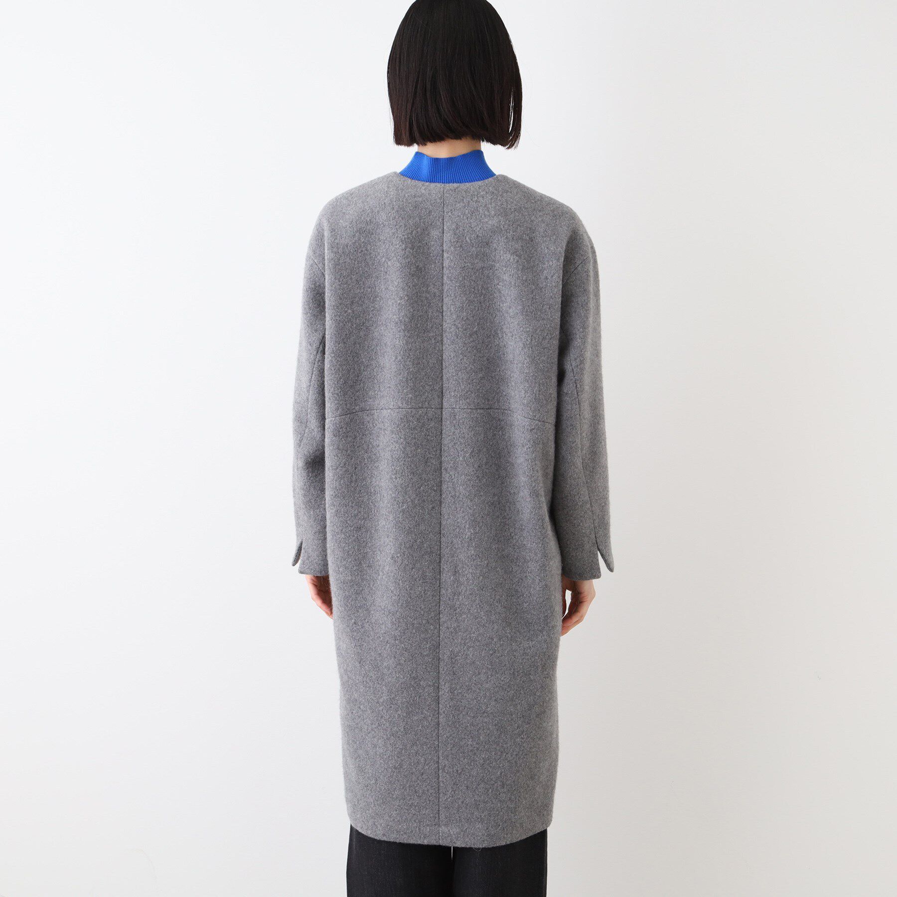 INDIVI「【日本製／カシミヤ混】ガウン風ロングコート」|ノーカラーコート|