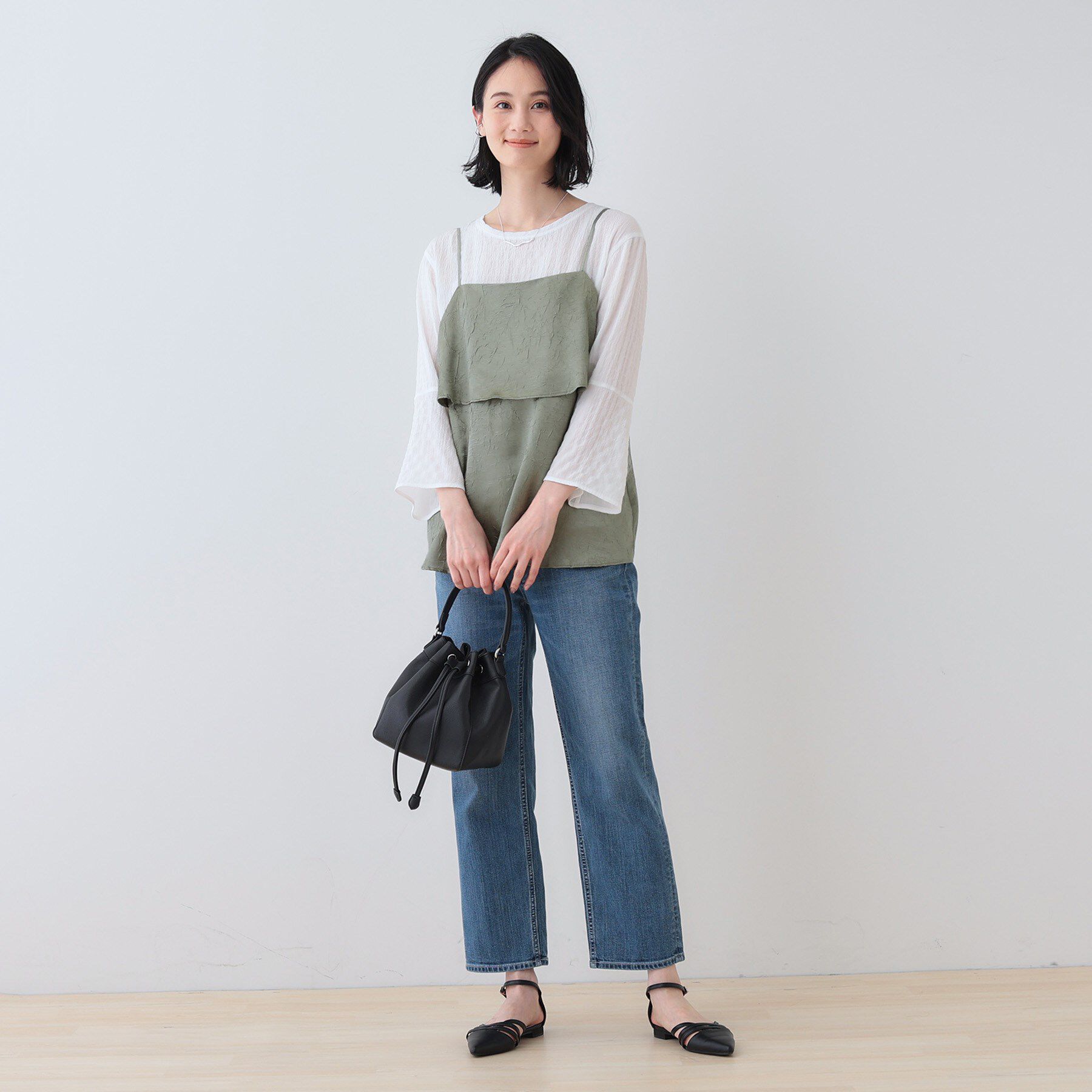 INDIVI「【2点セット／洗える】カセット服 キャミ＆ブラウス セットトップス」|その他|