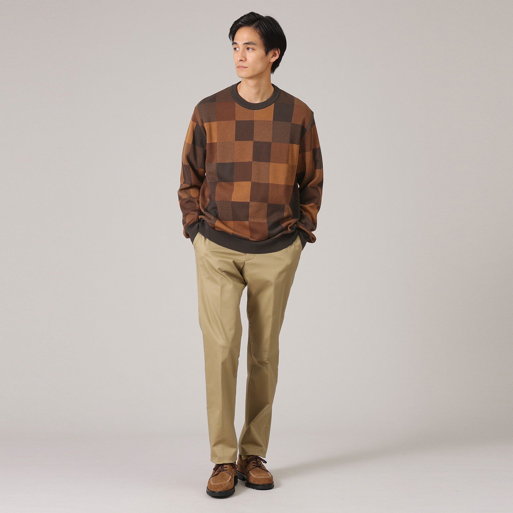 TAKEO KIKUCHI「チェック柄 プルオーバー ニット」|ニット・セーター|