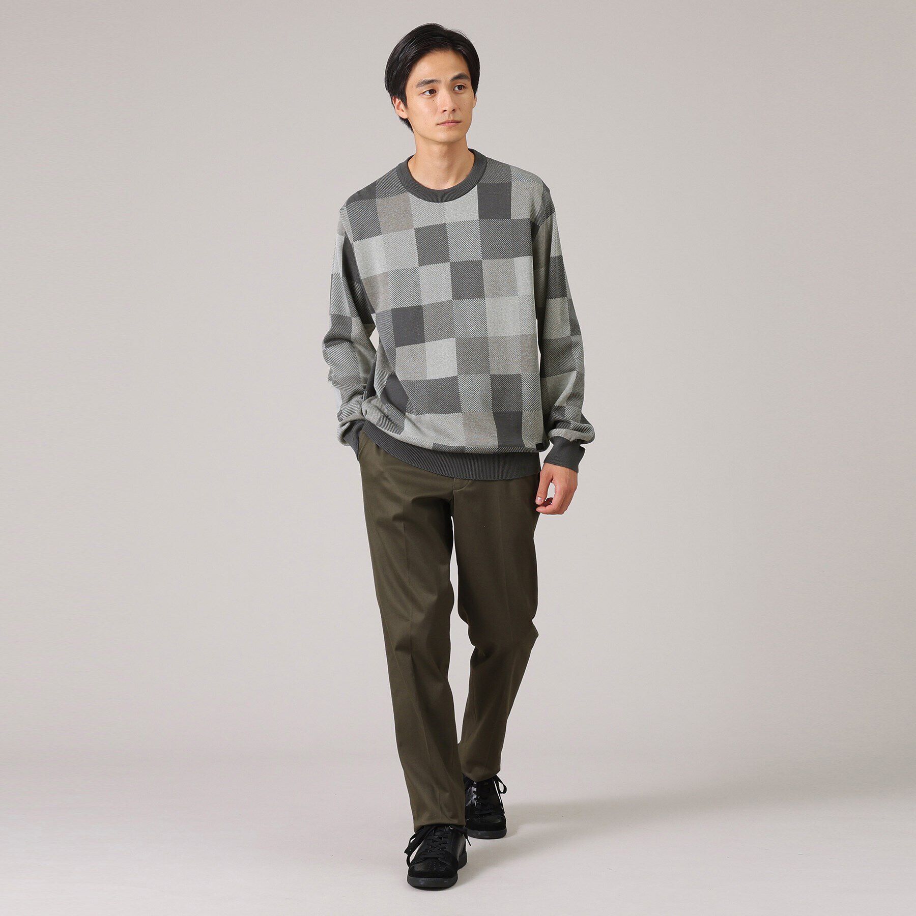 TAKEO KIKUCHI「チェック柄 プルオーバー ニット」|ニット・セーター|