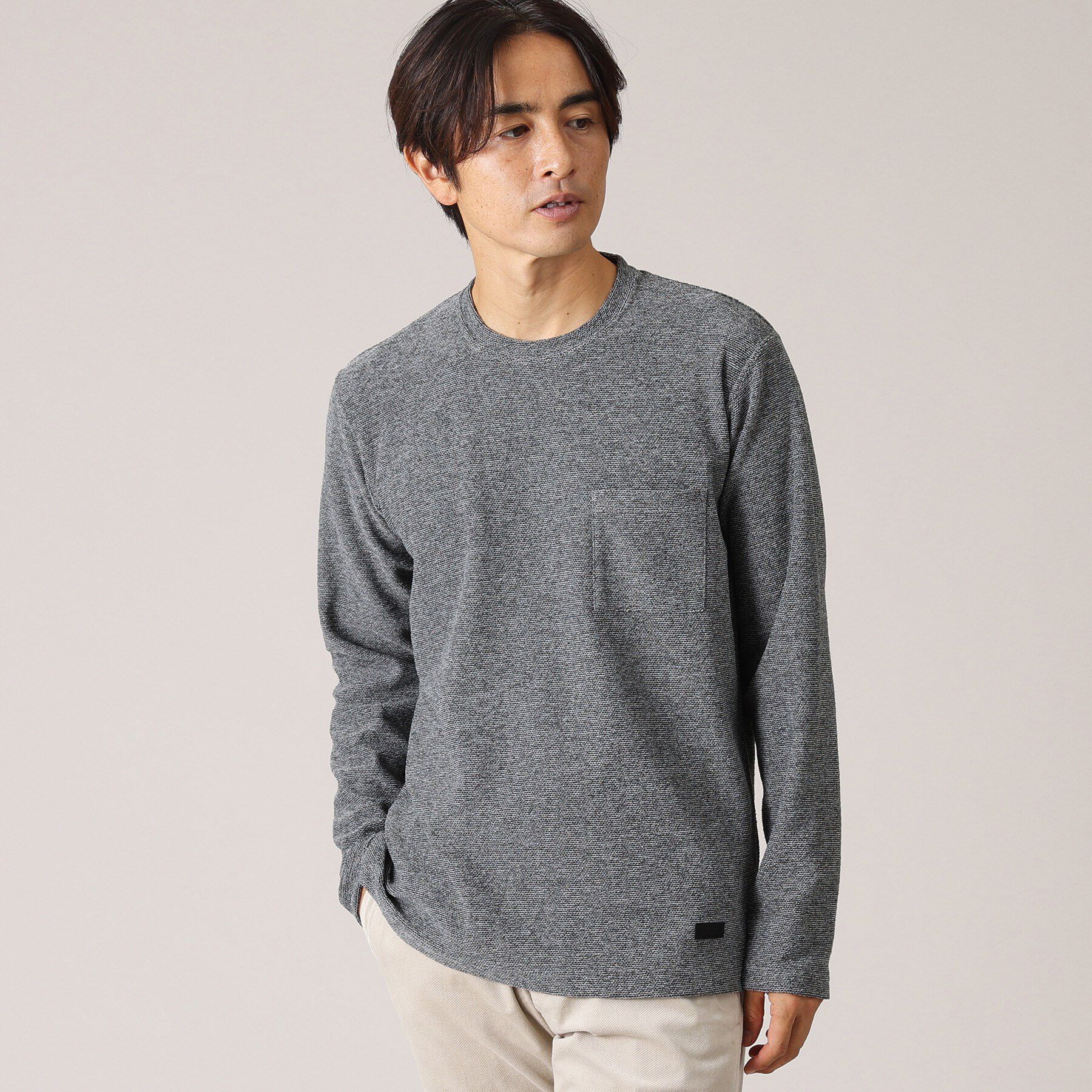 TAKEO KIKUCHI「【尾州織】ウールブレンド パイルカットソー」|Tシャツ・カットソー|グレー(012)