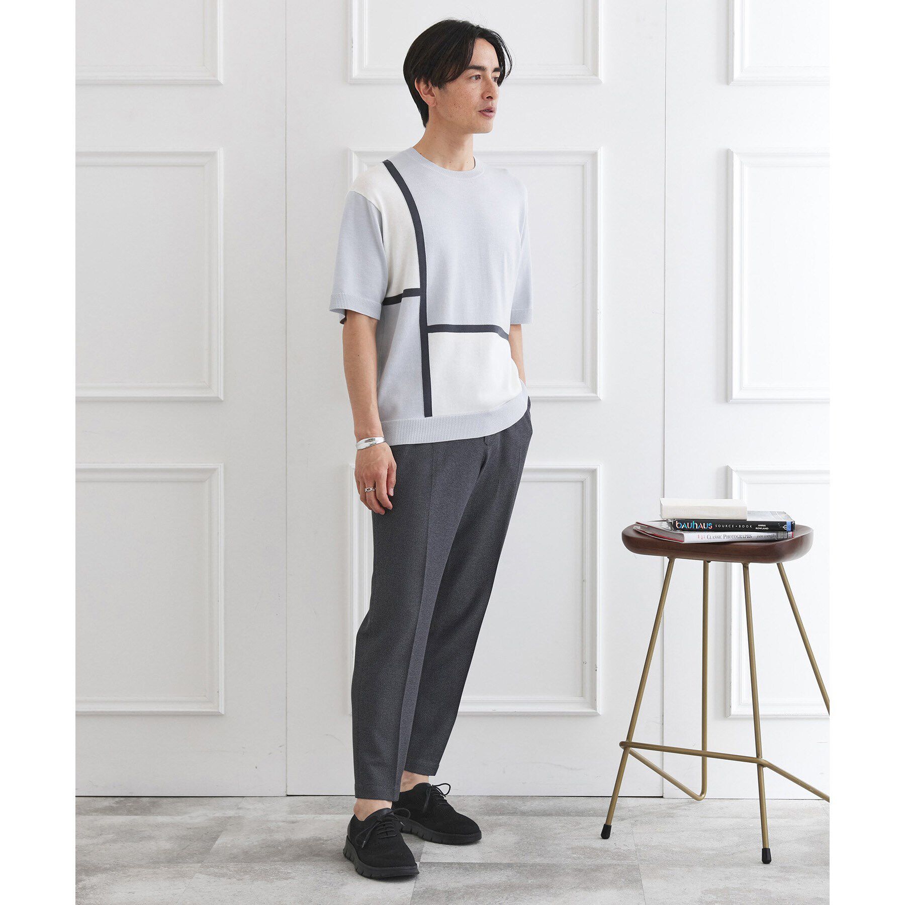 TAKEO KIKUCHI「カラーブロッキング プルオーバー ニット」|ニット・セーター|