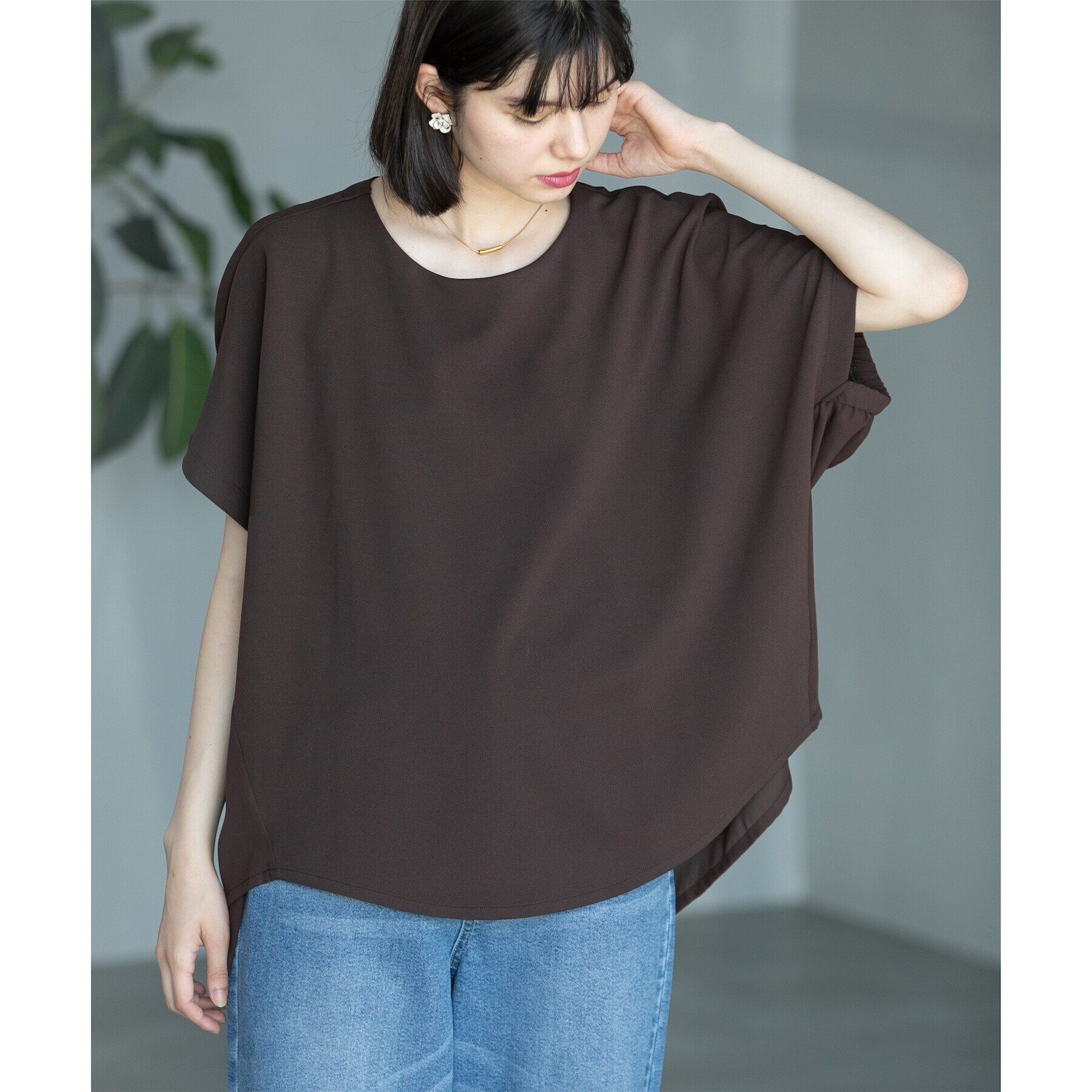 OPAQUE.CLIP「UV ドッキングドルマントップス【洗濯機洗い可】」|Tシャツ・カットソー|ブラウン(044)