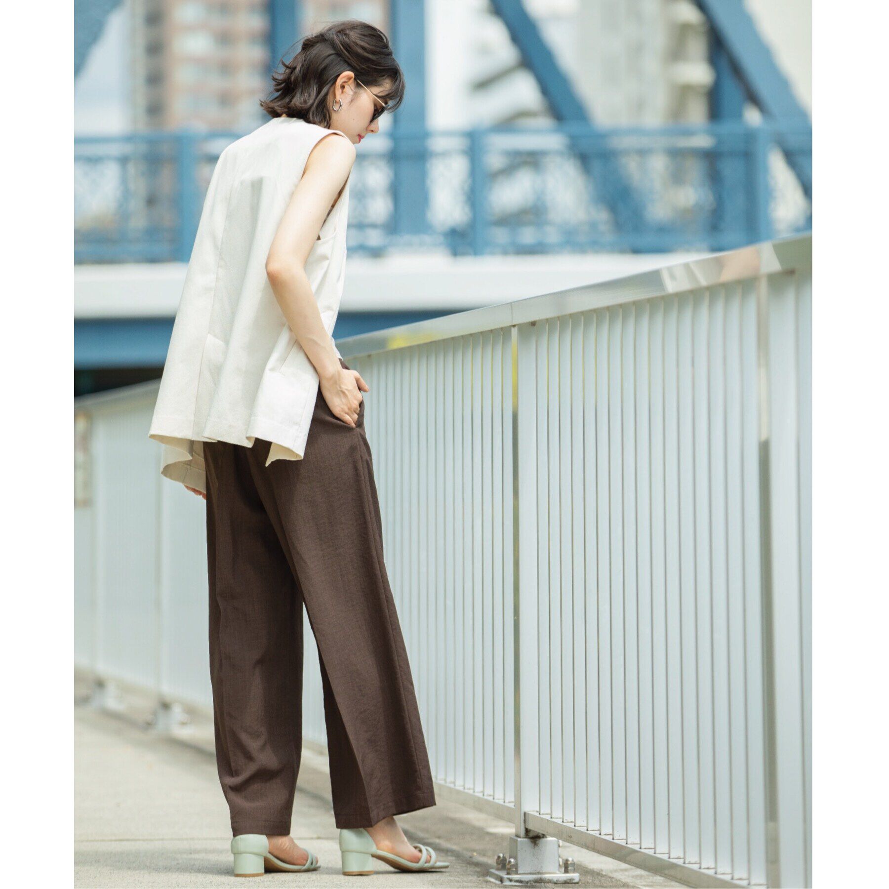 OPAQUE.CLIP「ノーカラーVネックジレ【洗濯機洗い可】」|ベスト・ジレ|