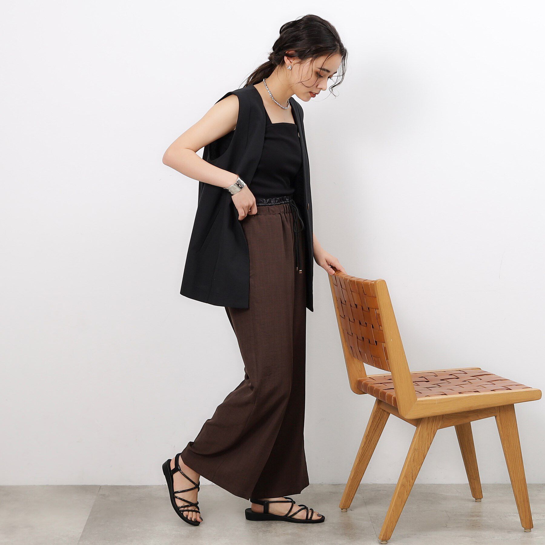 OPAQUE.CLIP「ノーカラーVネックジレ【洗濯機洗い可】」|ベスト・ジレ|