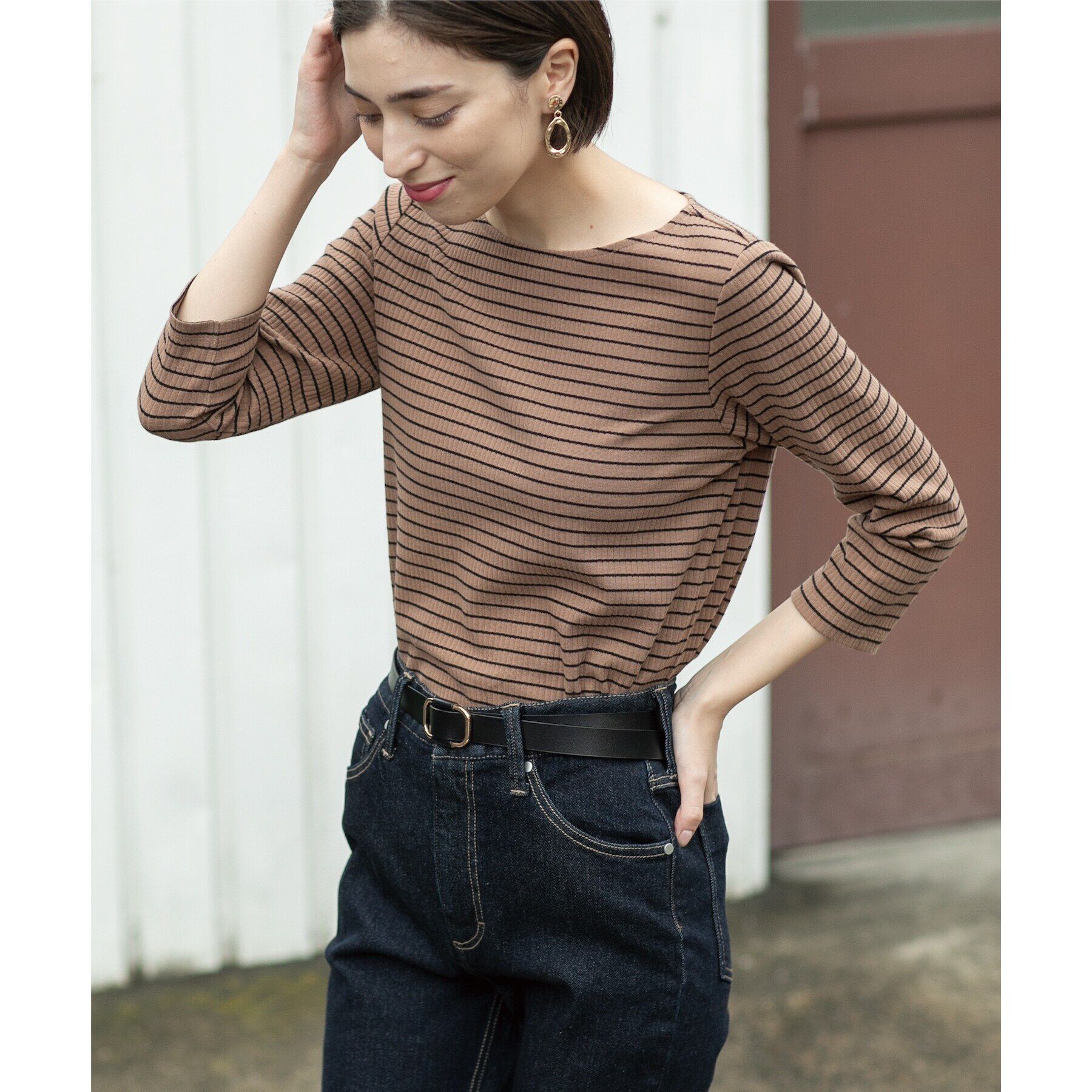 OPAQUE.CLIP「ボートネック7分袖カットソー【洗濯機洗い可】」|Tシャツ・カットソー|