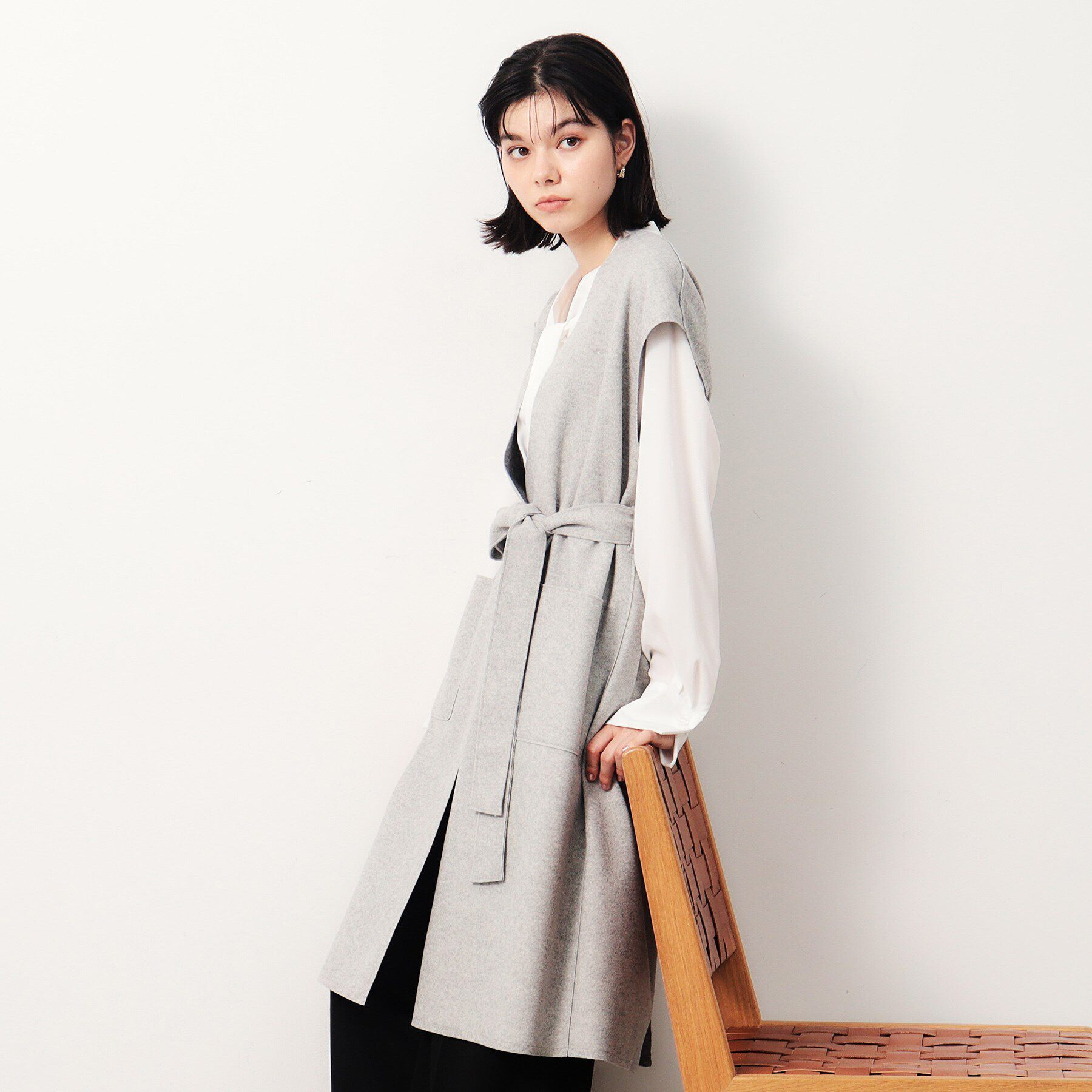 OPAQUE.CLIP「ウールライクロングジレ【洗濯機洗い可】」|ベスト・ジレ|