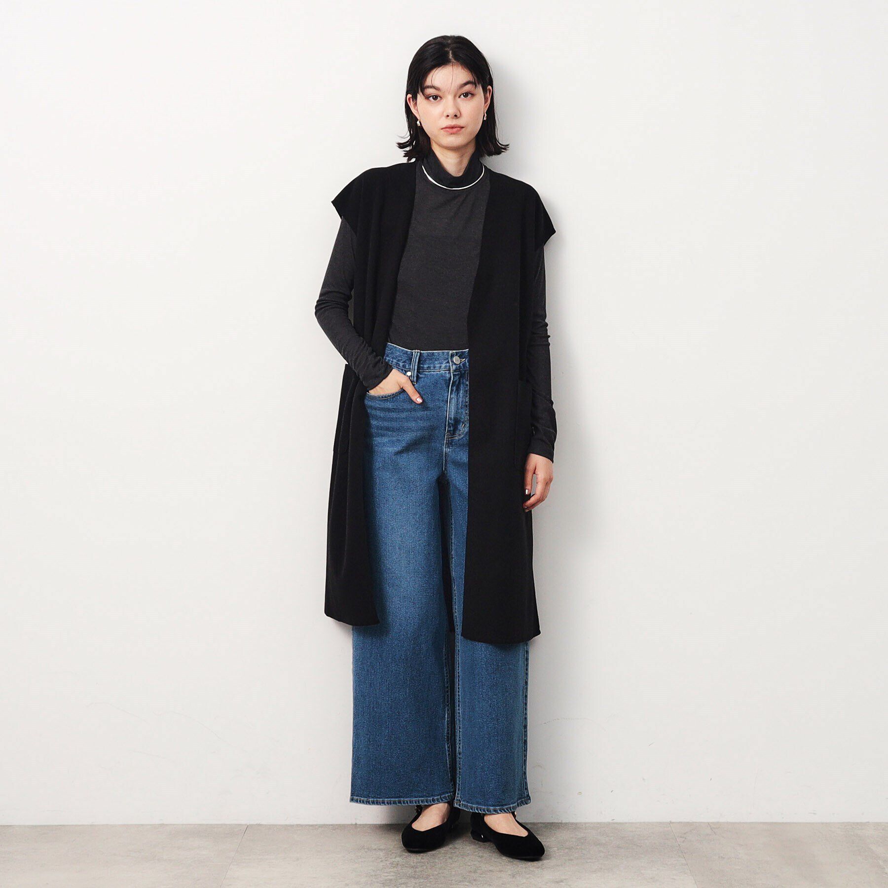 OPAQUE.CLIP「ウールライクロングジレ【洗濯機洗い可】」|ベスト・ジレ|