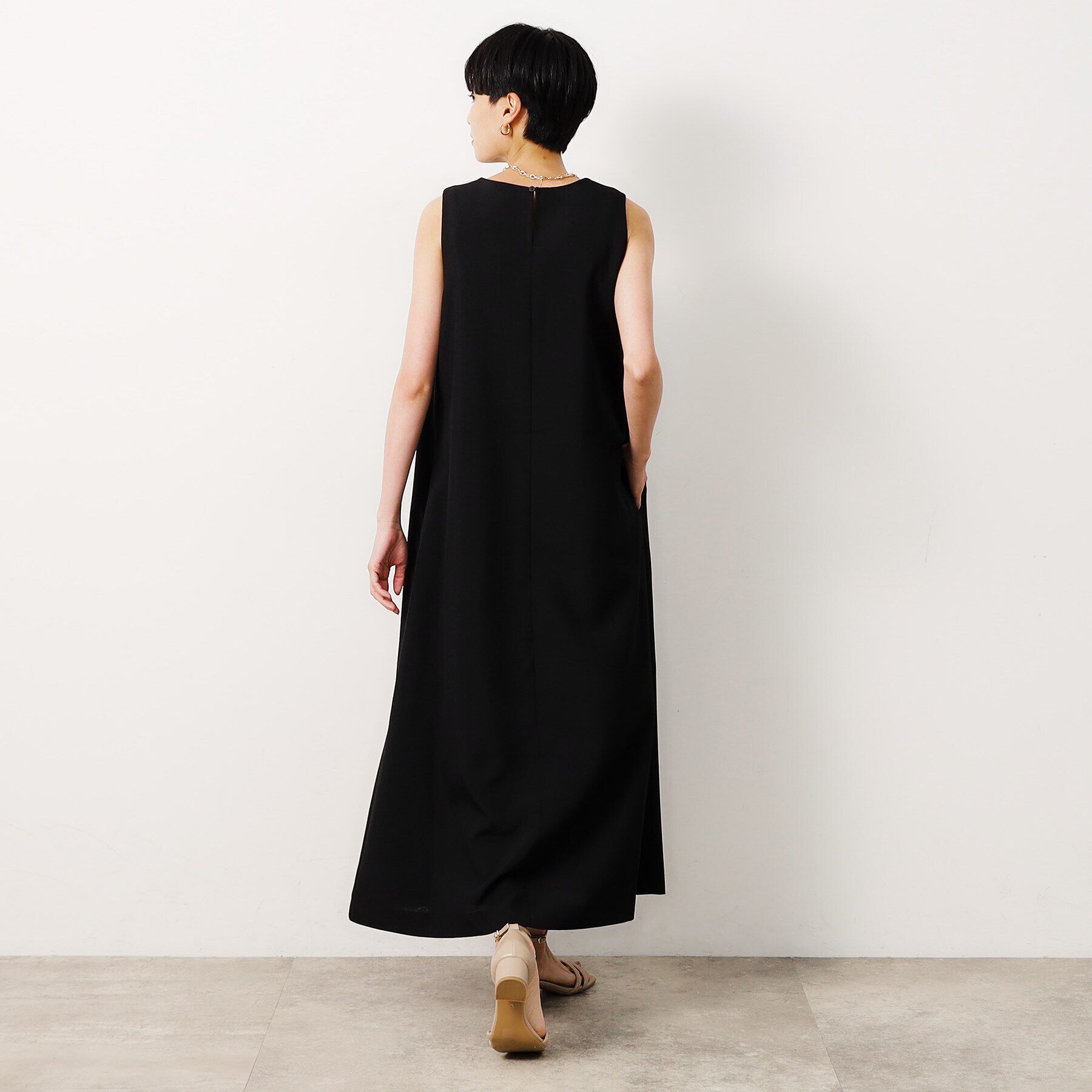 OPAQUE.CLIP「【ツインセット】メッシュニット&times;ノースリーブワンピース【洗濯機洗い可】」|ワンピース|