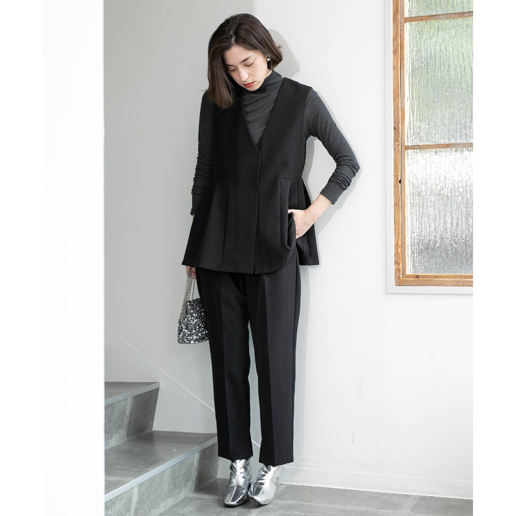 OPAQUE.CLIP「スリットテーパードパンツ／セットアップ対応【洗濯機洗い可】」|その他|