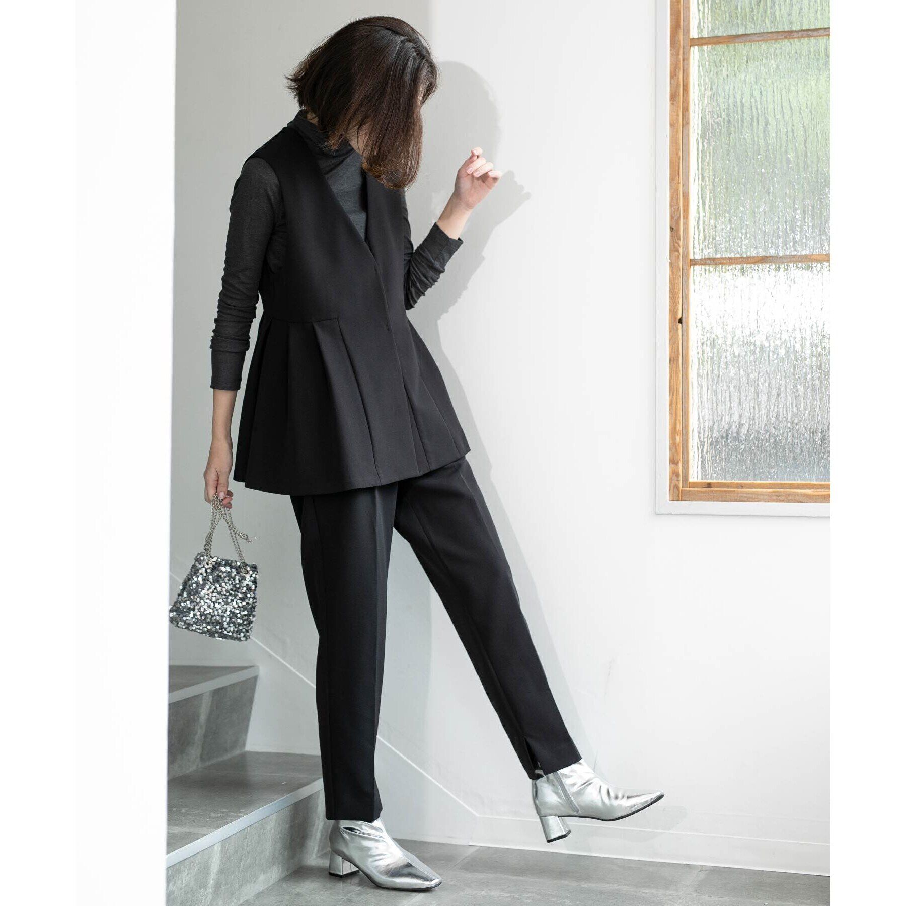 OPAQUE.CLIP「スリットテーパードパンツ／セットアップ対応【洗濯機洗い可】」|その他|