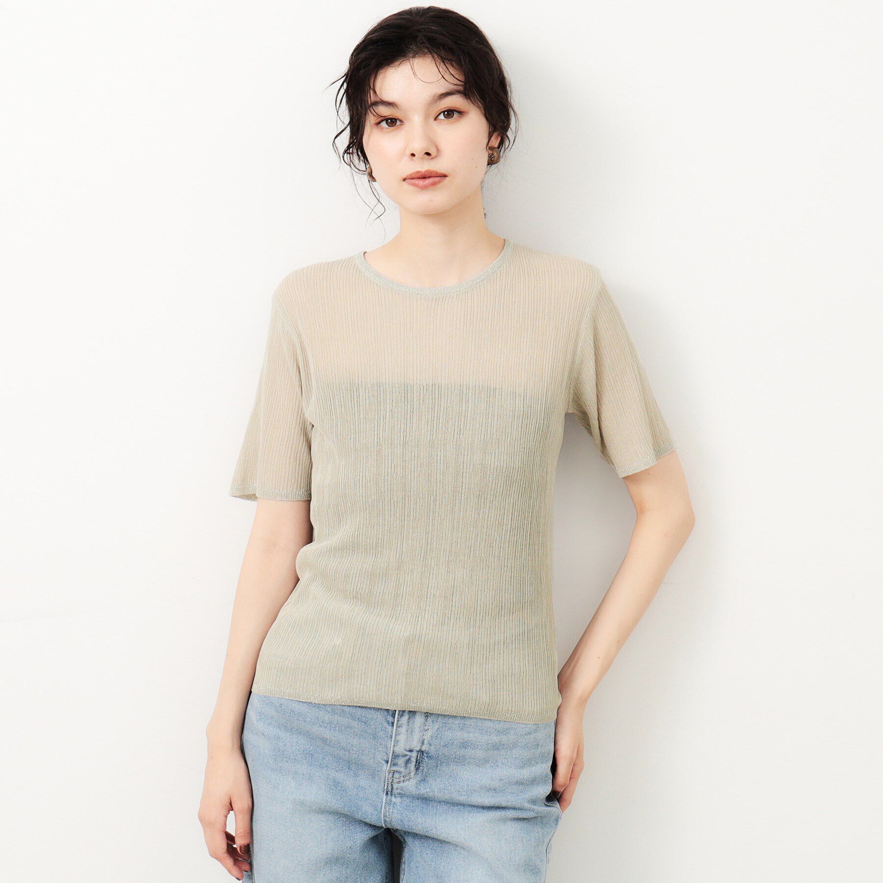 OPAQUE.CLIP「ラメ使いシアーニットプルオーバー【洗濯機洗い可/抗ピル】」|ニット・セーター|