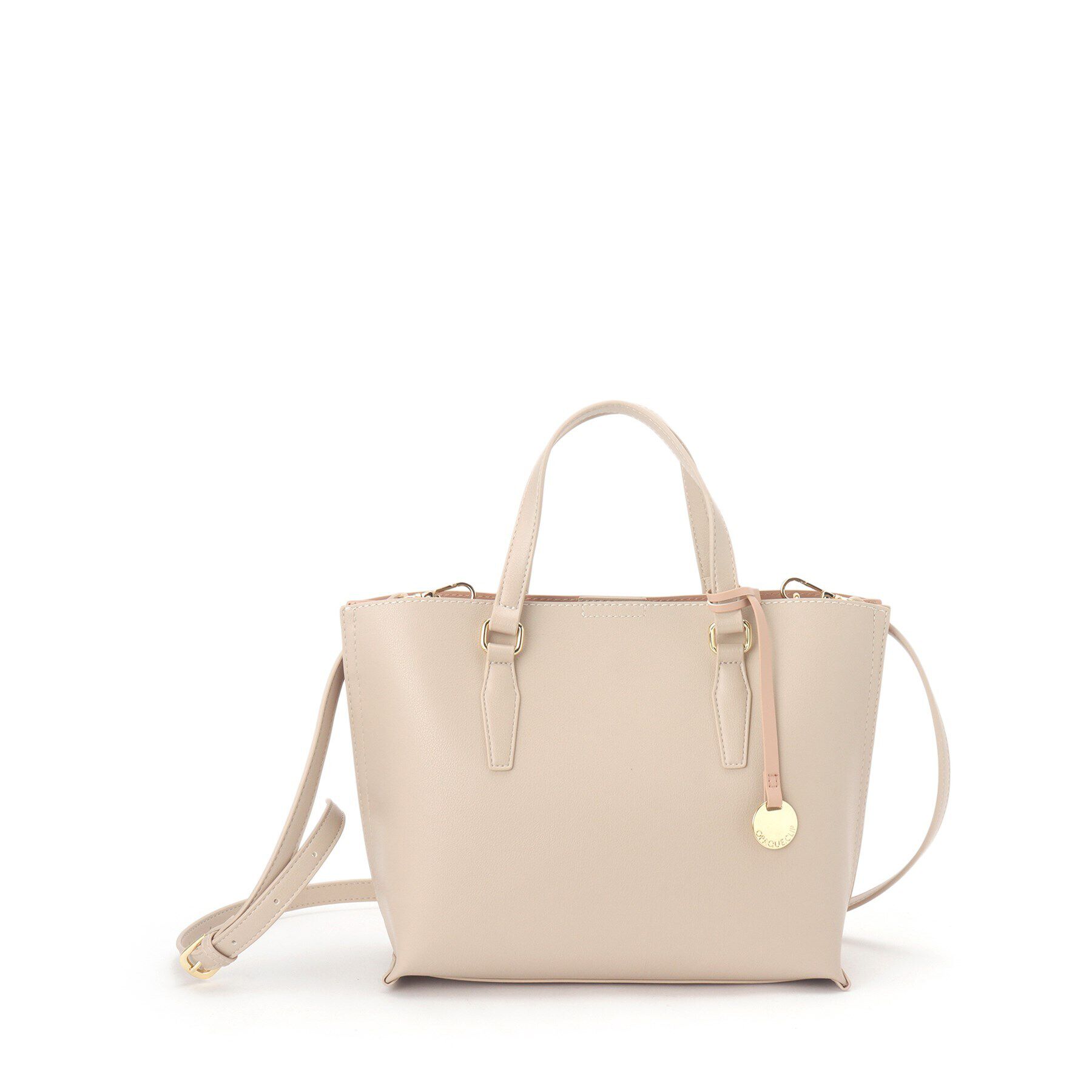 OPAQUE.CLIP「【2WAY／通勤対応】バイカラースムース合皮ミドルバッグ」|トートバッグ|ベージュ(552)