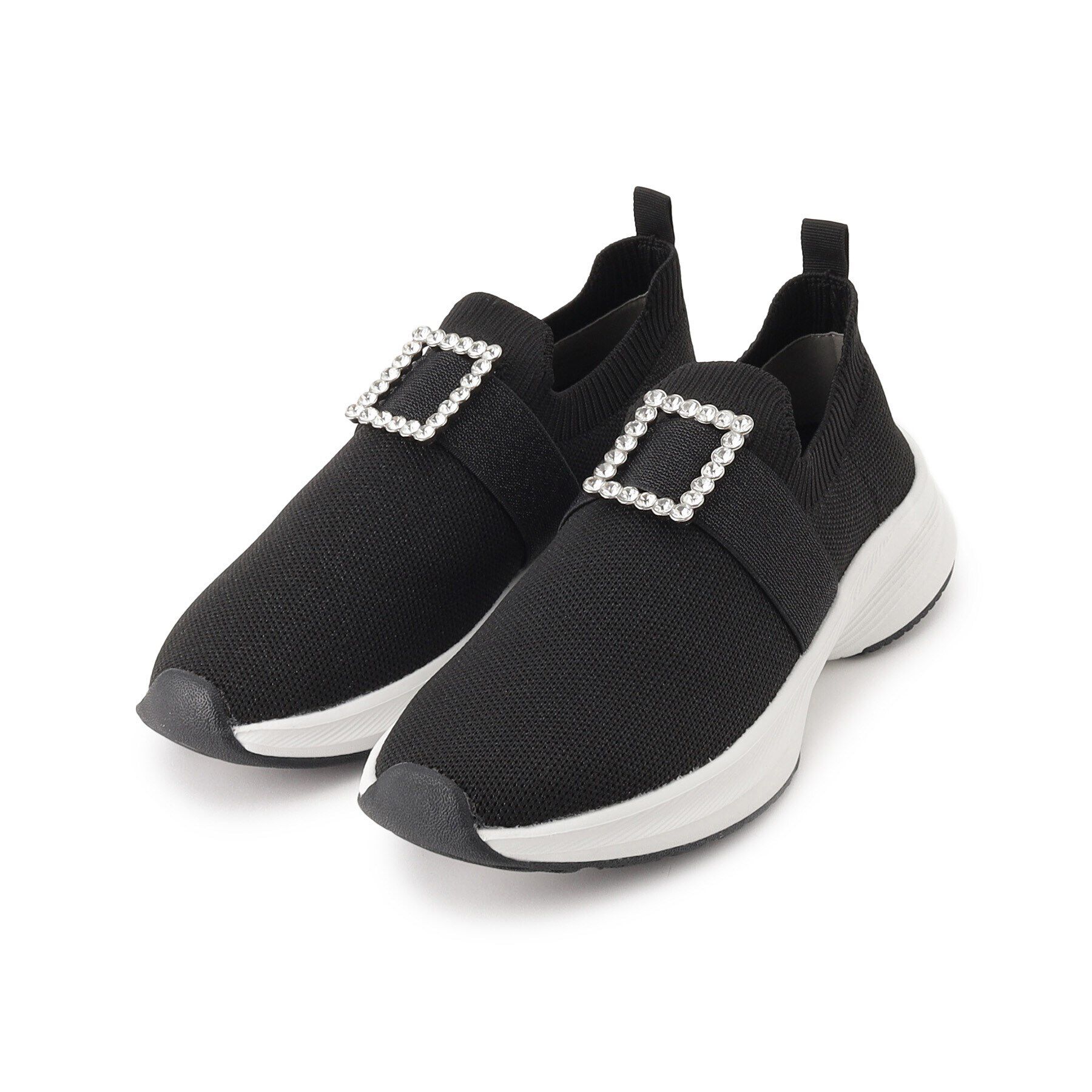 OPAQUE.CLIP「【軽量】ビジュー付きラメニットスニーカー」|スニーカー|ブラック(619)