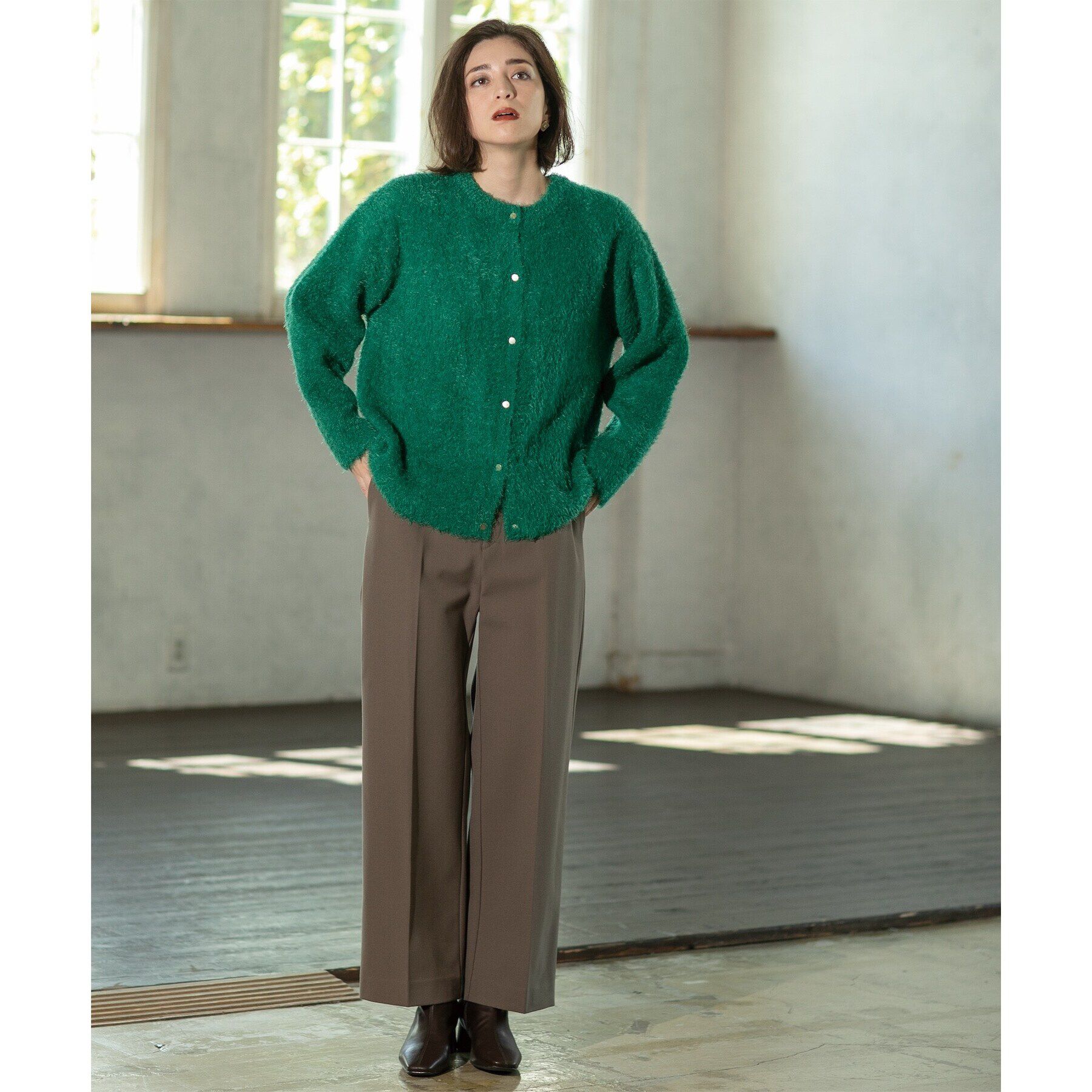 OPAQUE.CLIP「《BAILA掲載》シャギーニットミドルカーディガン【洗濯機洗い可】」|カーディガン|