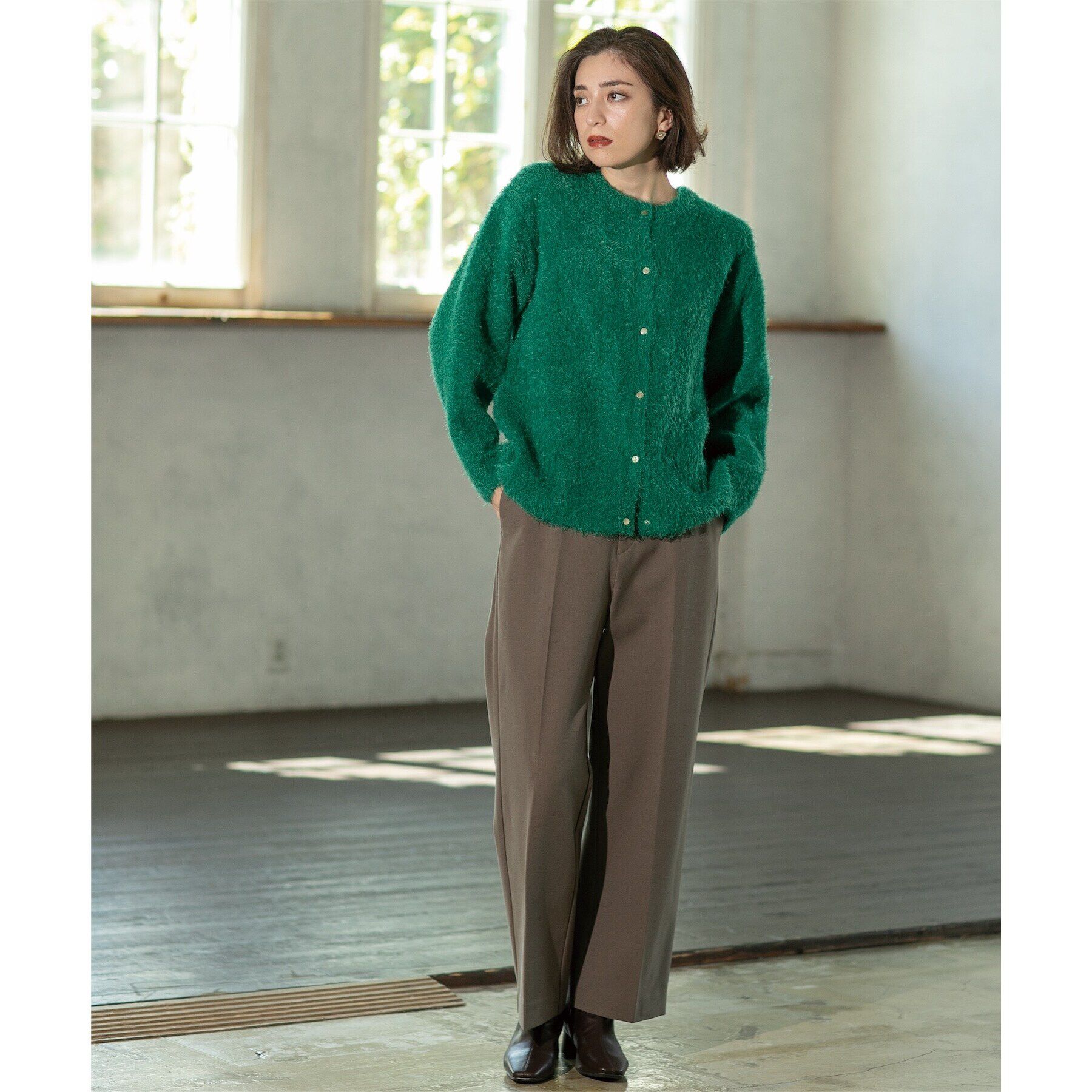 OPAQUE.CLIP「《BAILA掲載》シャギーニットミドルカーディガン【洗濯機洗い可】」|カーディガン|