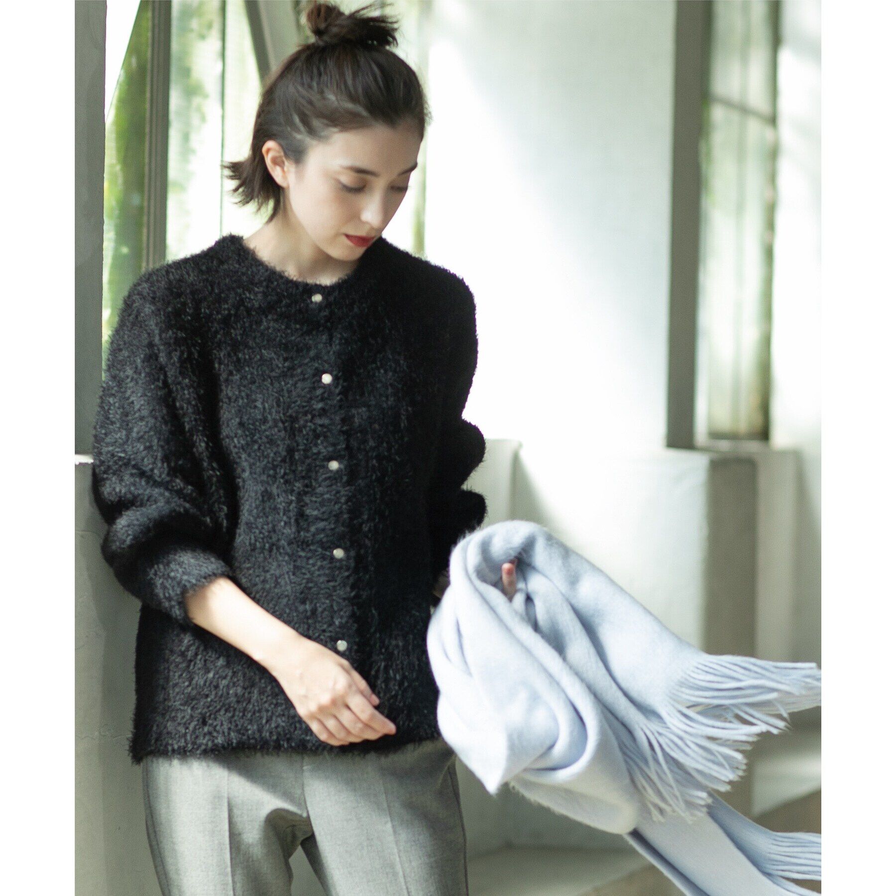 OPAQUE.CLIP「《BAILA掲載》シャギーニットミドルカーディガン【洗濯機洗い可】」|カーディガン|