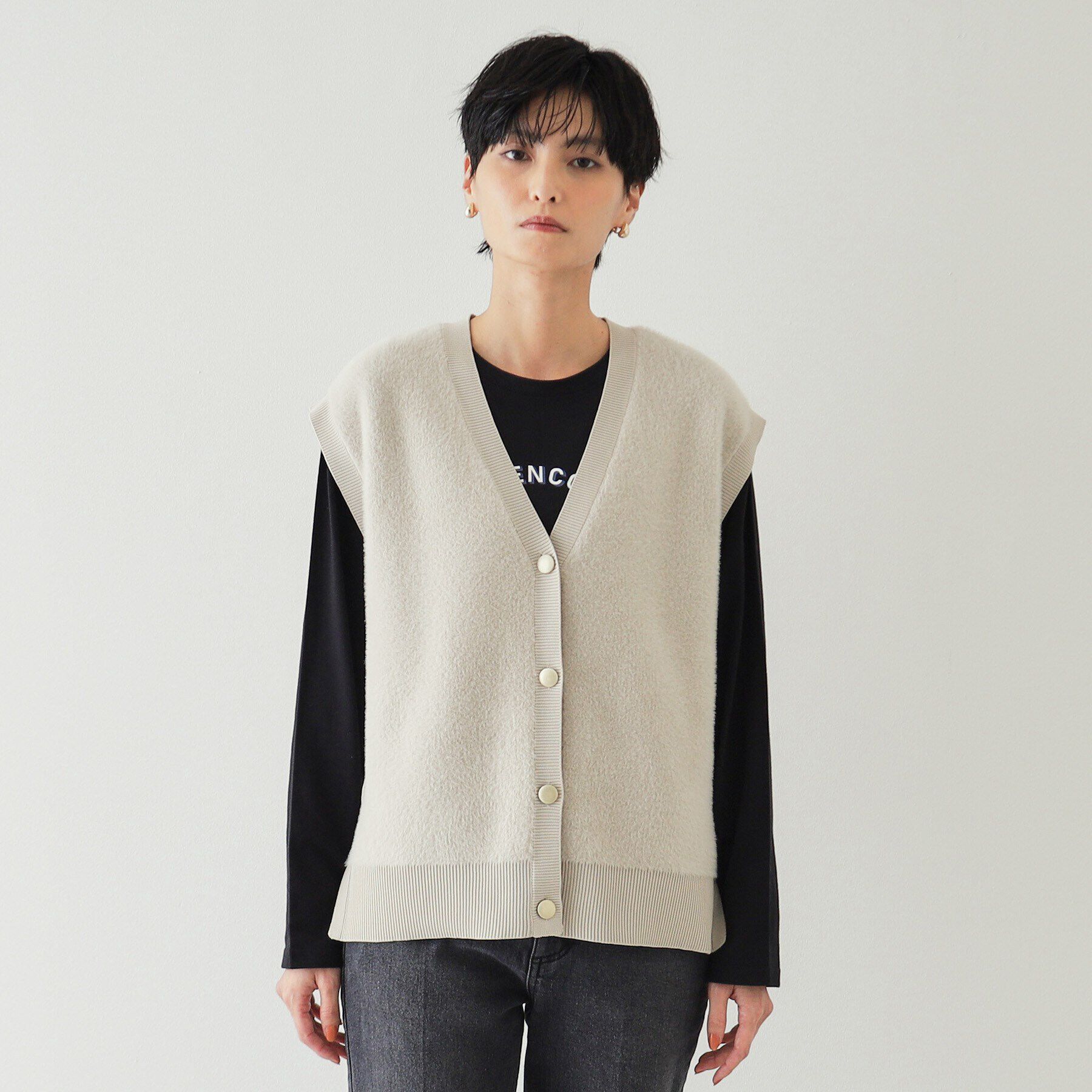 OPAQUE.CLIP「フェザーヤーンVネックベスト【洗濯機洗い可】」|ベスト・ジレ|