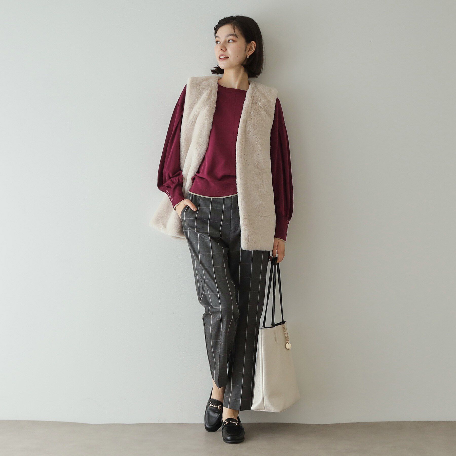 OPAQUE.CLIP「タックデザインスリーブニット【洗濯機洗い可/抗ピル】」|ニット・セーター|