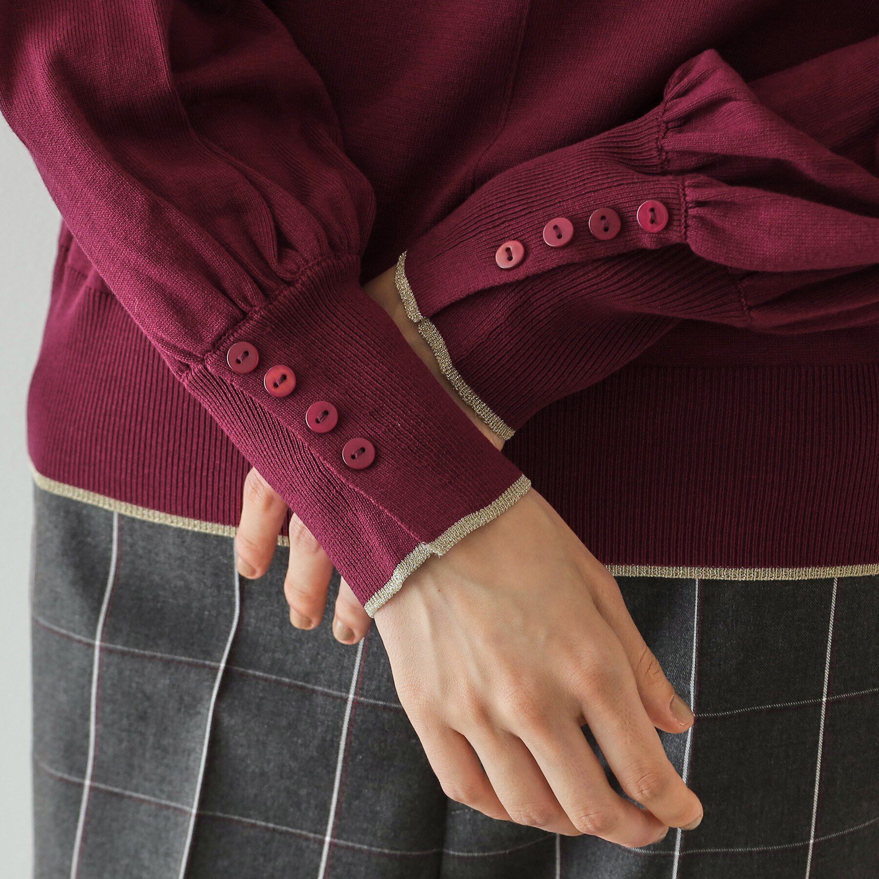 OPAQUE.CLIP「タックデザインスリーブニット【洗濯機洗い可/抗ピル】」|ニット・セーター|