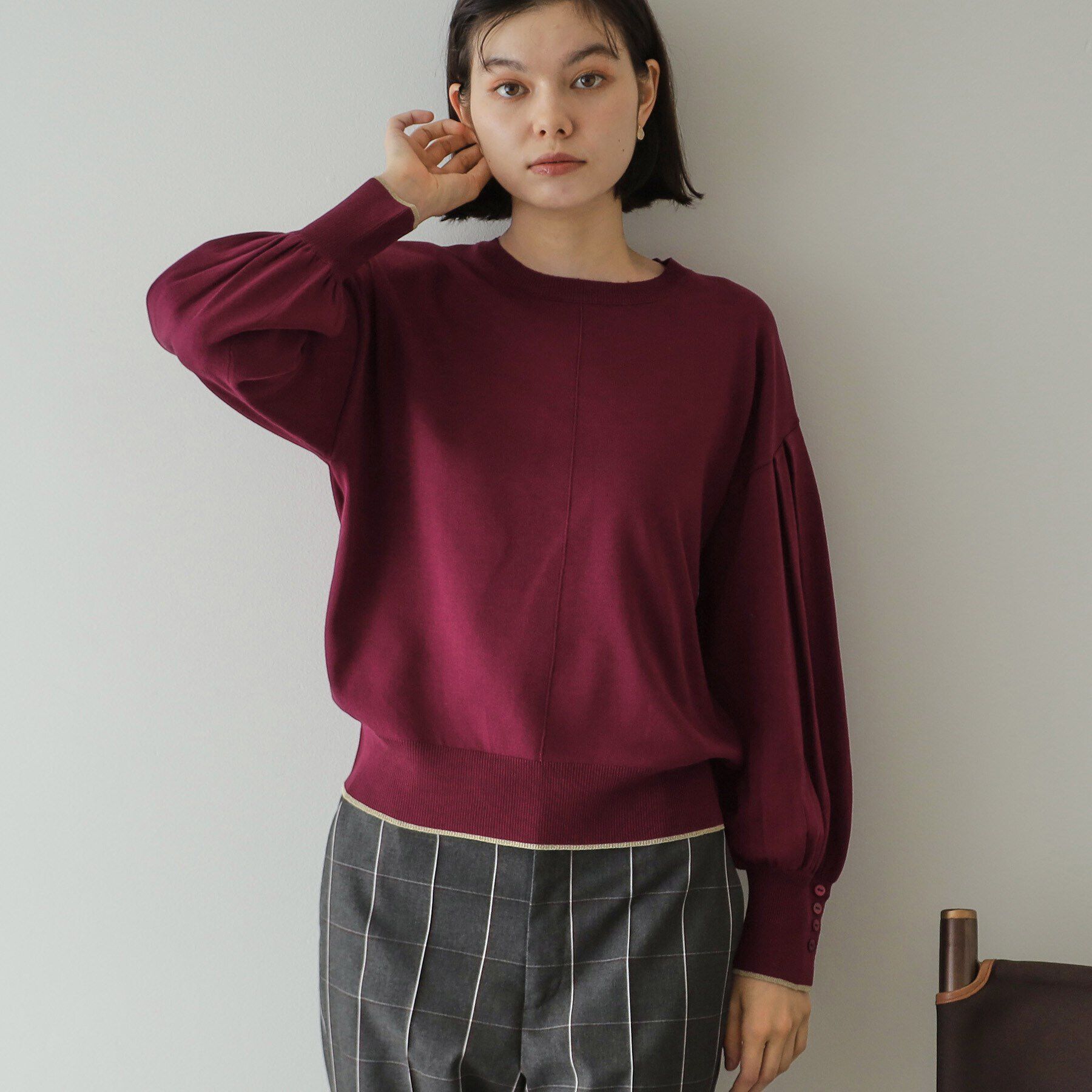 OPAQUE.CLIP「タックデザインスリーブニット【洗濯機洗い可/抗ピル】」|ニット・セーター|