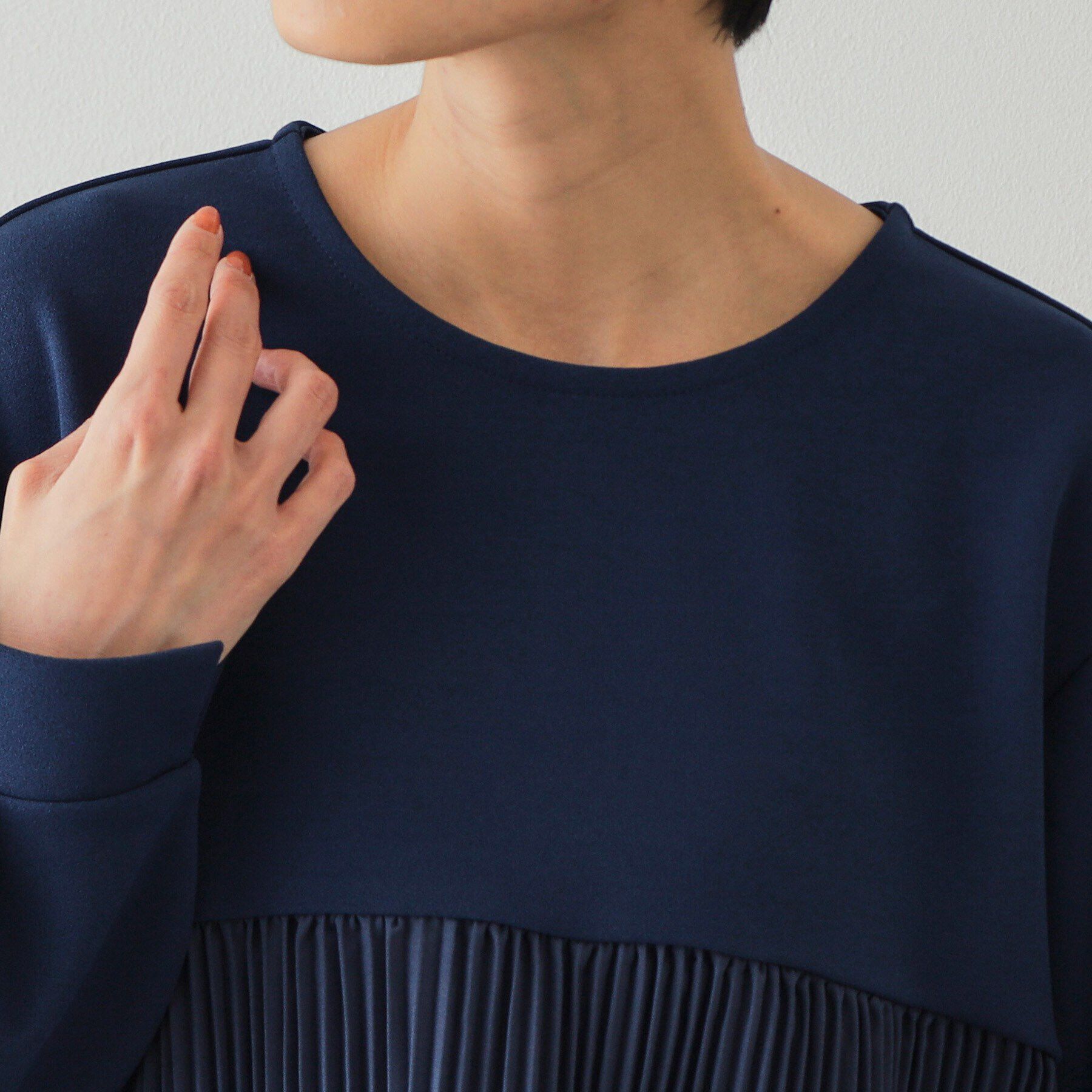 OPAQUE.CLIP「ブリーツドッキング デザイントップス【洗濯機洗い可】」|Tシャツ・カットソー|