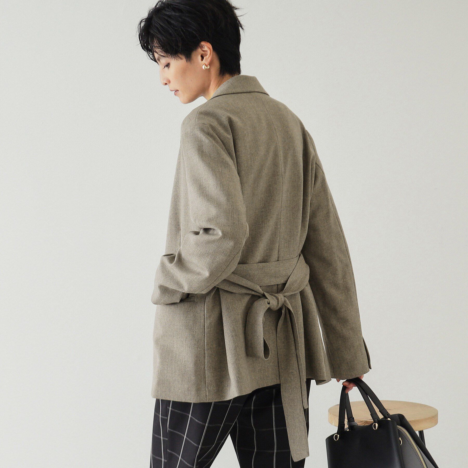 OPAQUE.CLIP「ウエストベルト テーラードジャケット【洗濯機洗い可】」|テーラードジャケット|