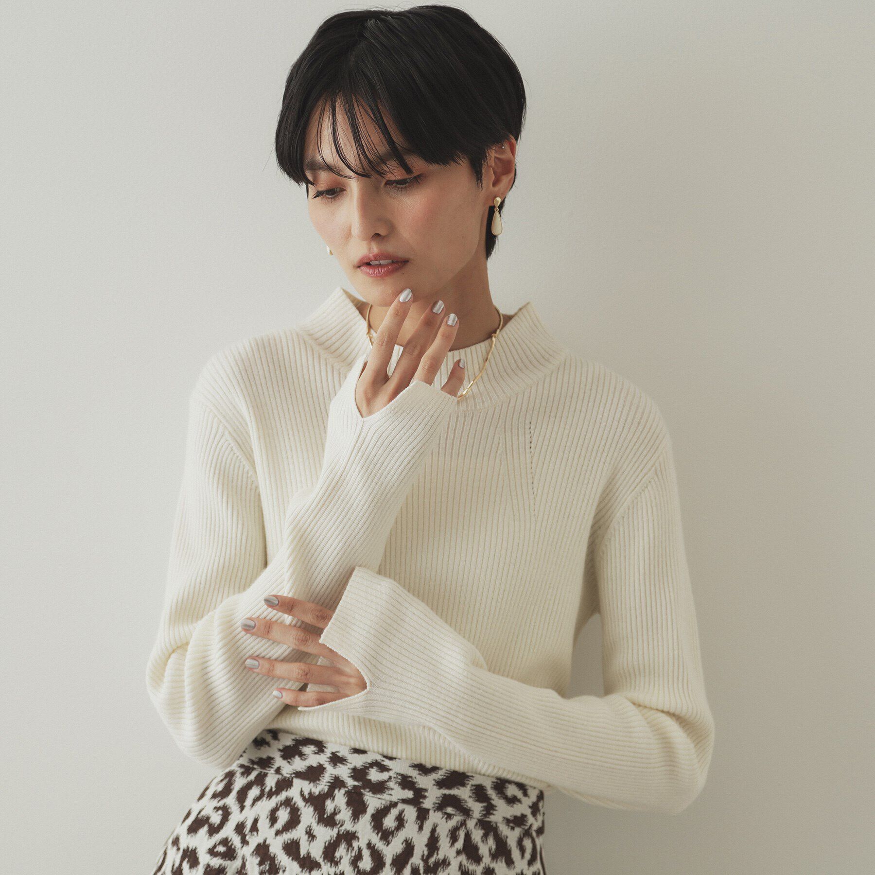 OPAQUE.CLIP「ハイネックリブニット／FILIVIVI・フィルビビ【洗濯機洗い可】」|ニット・セーター|