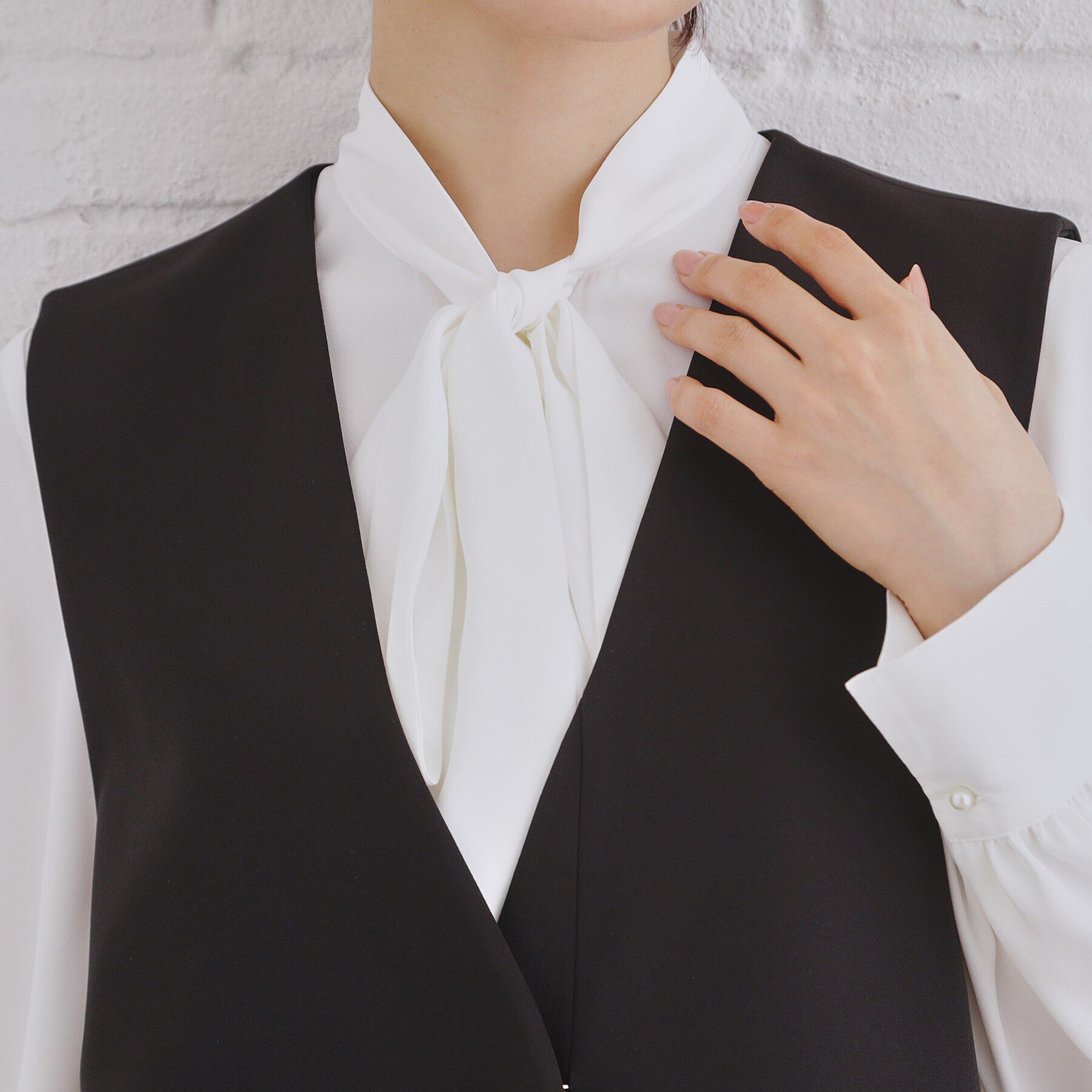 OPAQUE.CLIP「《通勤・セレモニー/セットアップ対応》ロングジレ/ダブルクロス【洗濯機洗い可】」|ベスト・ジレ|