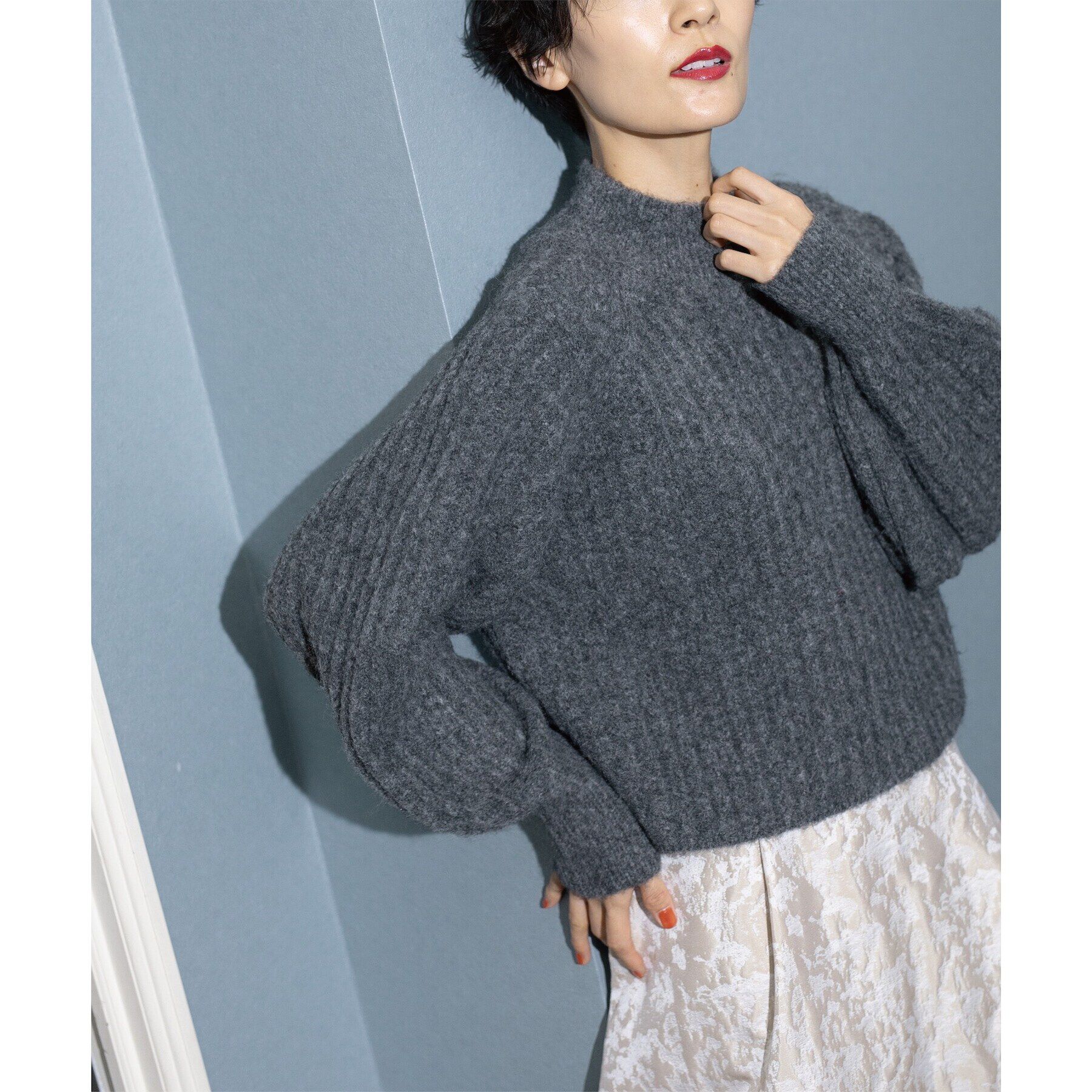 OPAQUE.CLIP「《美人百花掲載》ミドルゲージショートワイドリブニット【洗濯機洗い可】」|ニット・セーター|