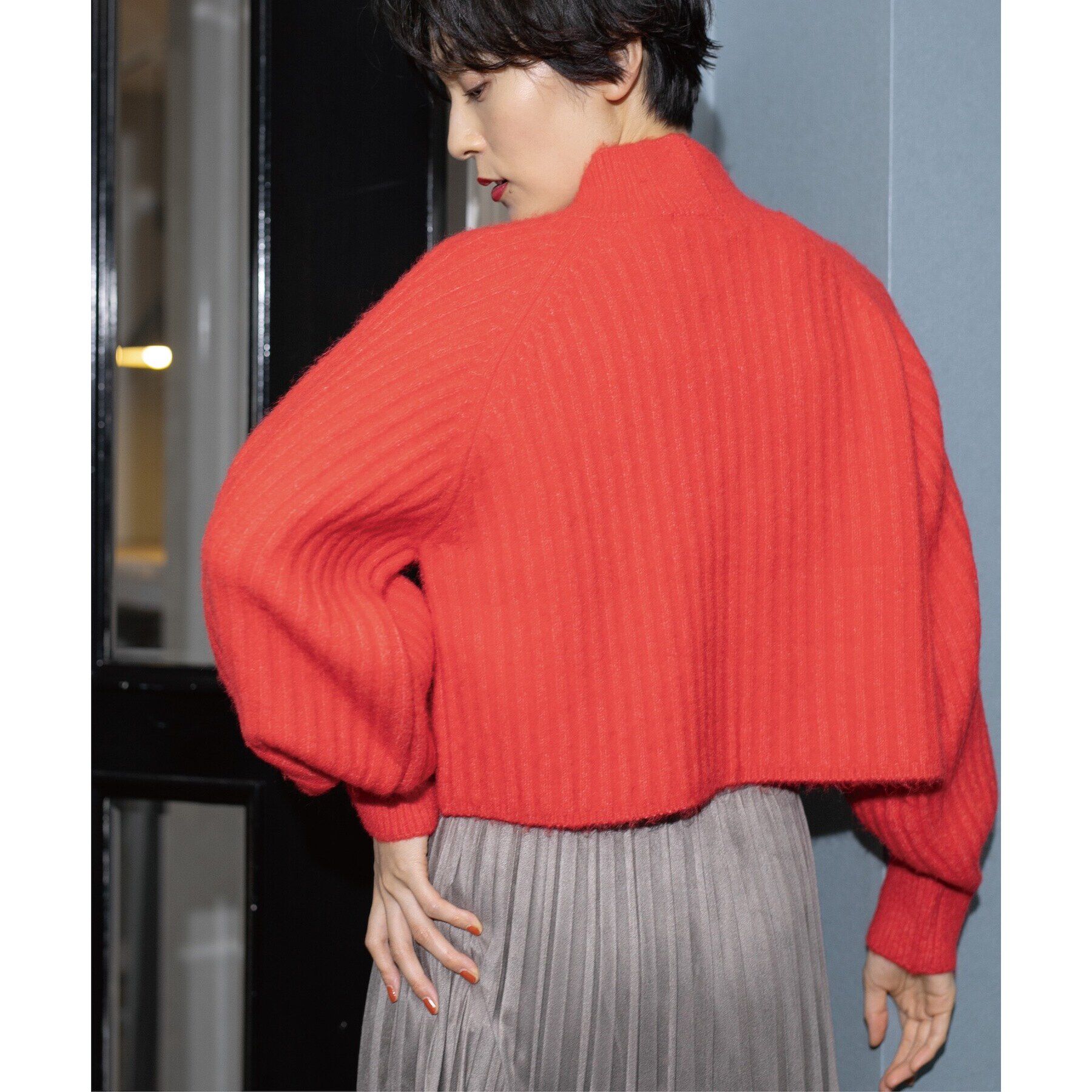 OPAQUE.CLIP「《美人百花掲載》ミドルゲージショートワイドリブニット【洗濯機洗い可】」|ニット・セーター|