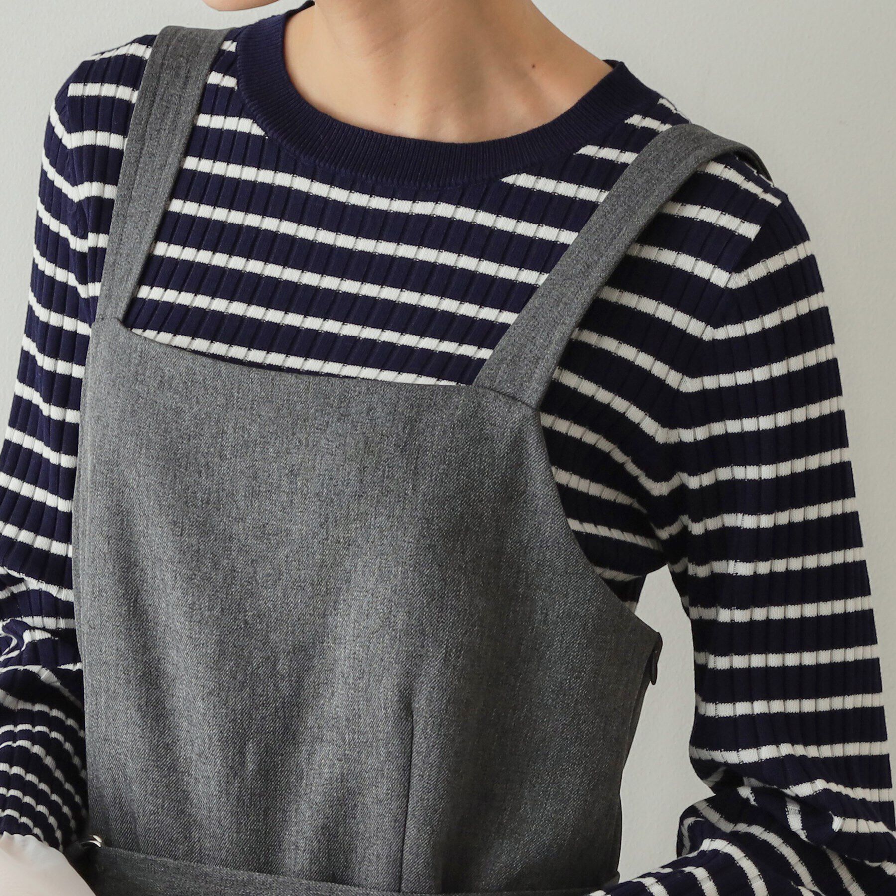 OPAQUE.CLIP「ウールライク ベルト付サロペット【洗濯機洗い可】」|オールインワン|