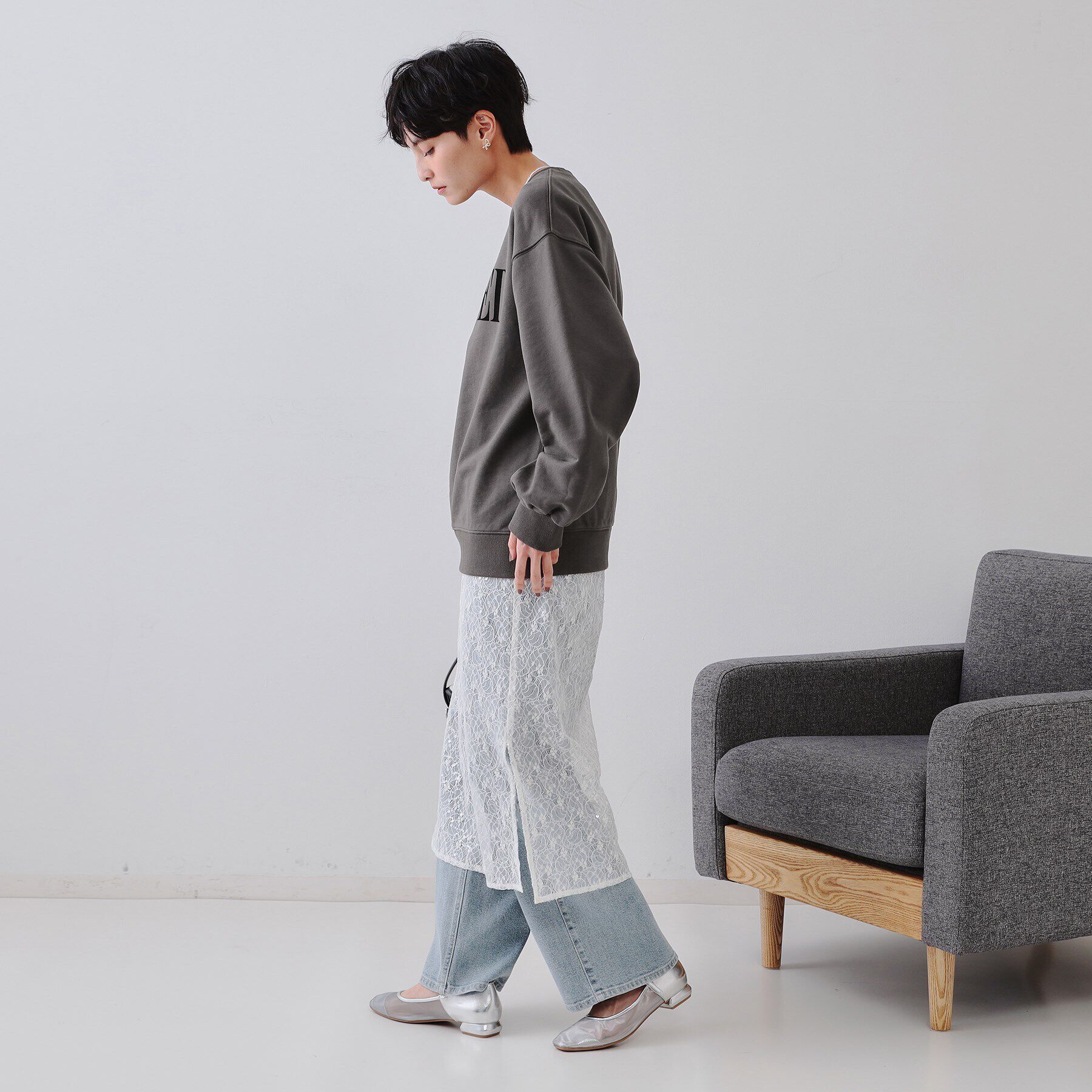 OPAQUE.CLIP「フロッキーロゴスウェット【洗濯機洗い可】」|Tシャツ・カットソー|