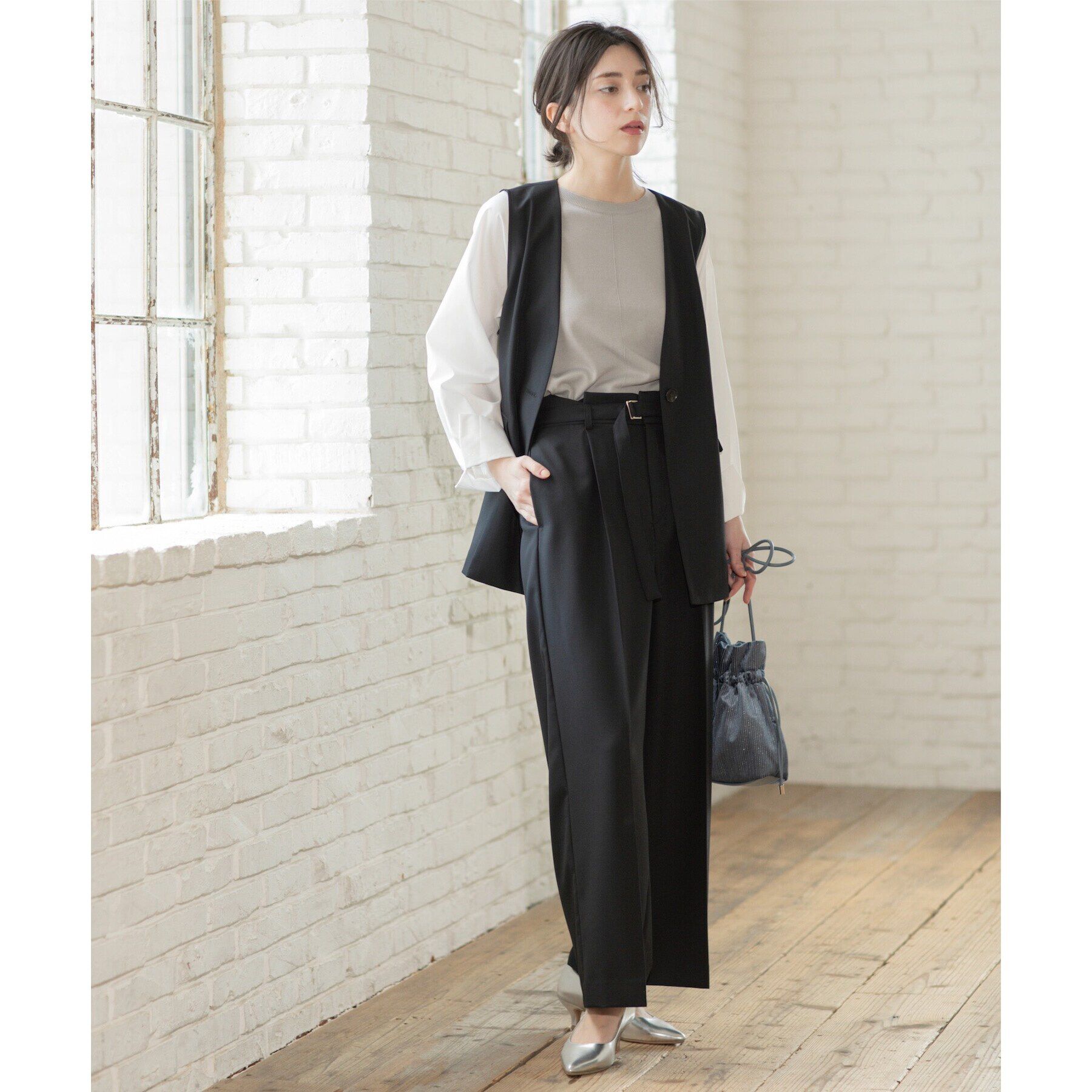 OPAQUE.CLIP「フハクボリュームスリーブドッキングニット【洗濯機洗い可】」|ニット・セーター|