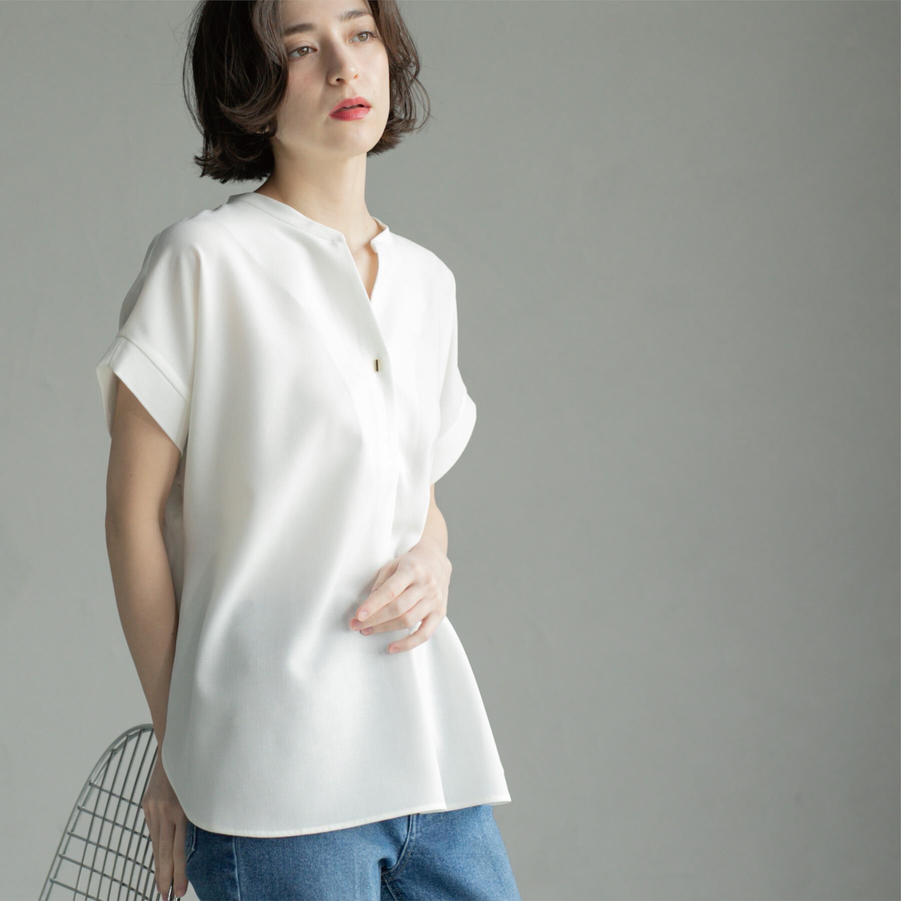 OPAQUE.CLIP「《7色展開/SS-LLサイズ》ストレッチスキッパーブラウス/セットアップ対応【洗濯機洗い可/防シワ】」|シャツ・ブラウス|