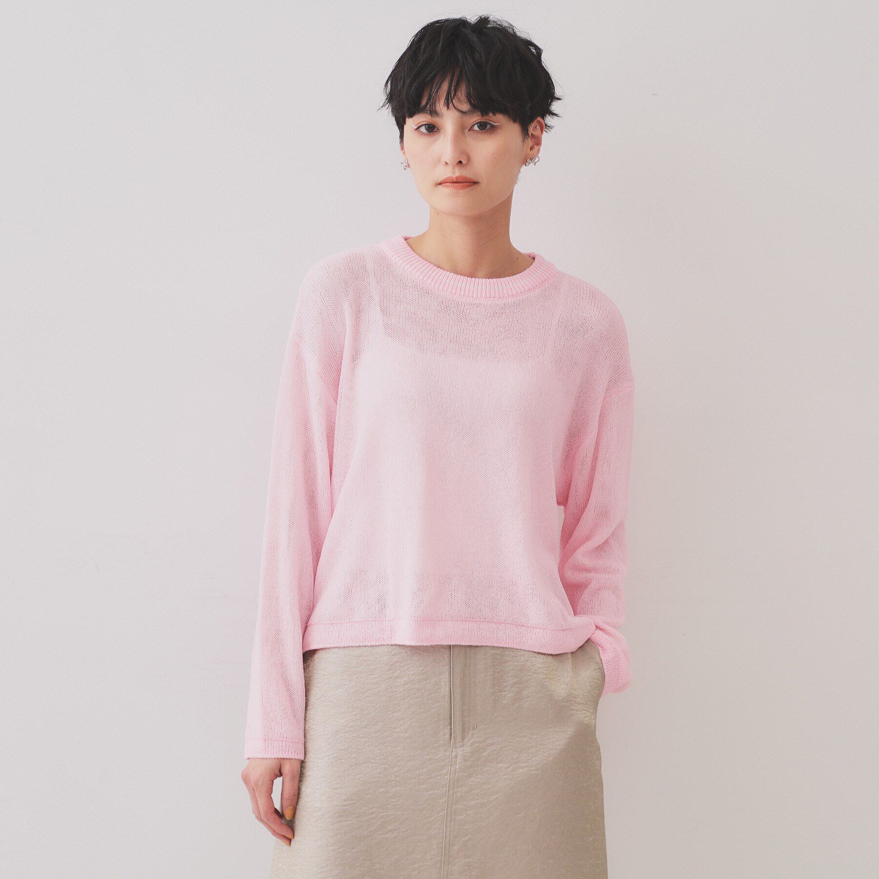 OPAQUE.CLIP「ラメライン配色使いリラクシーニット【洗濯機洗い可】」|ニット・セーター|