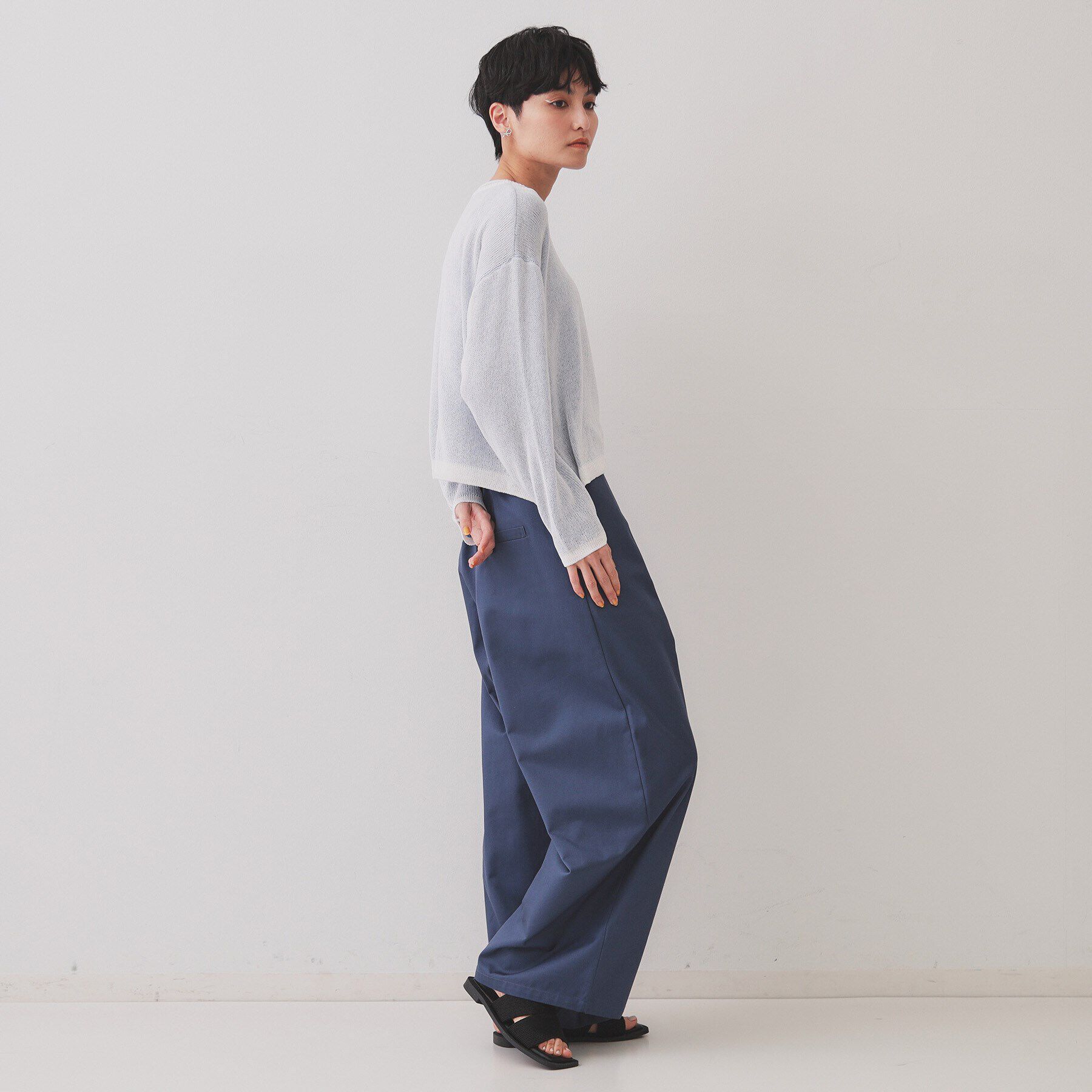 OPAQUE.CLIP「ラメライン配色使いリラクシーニット【洗濯機洗い可】」|ニット・セーター|