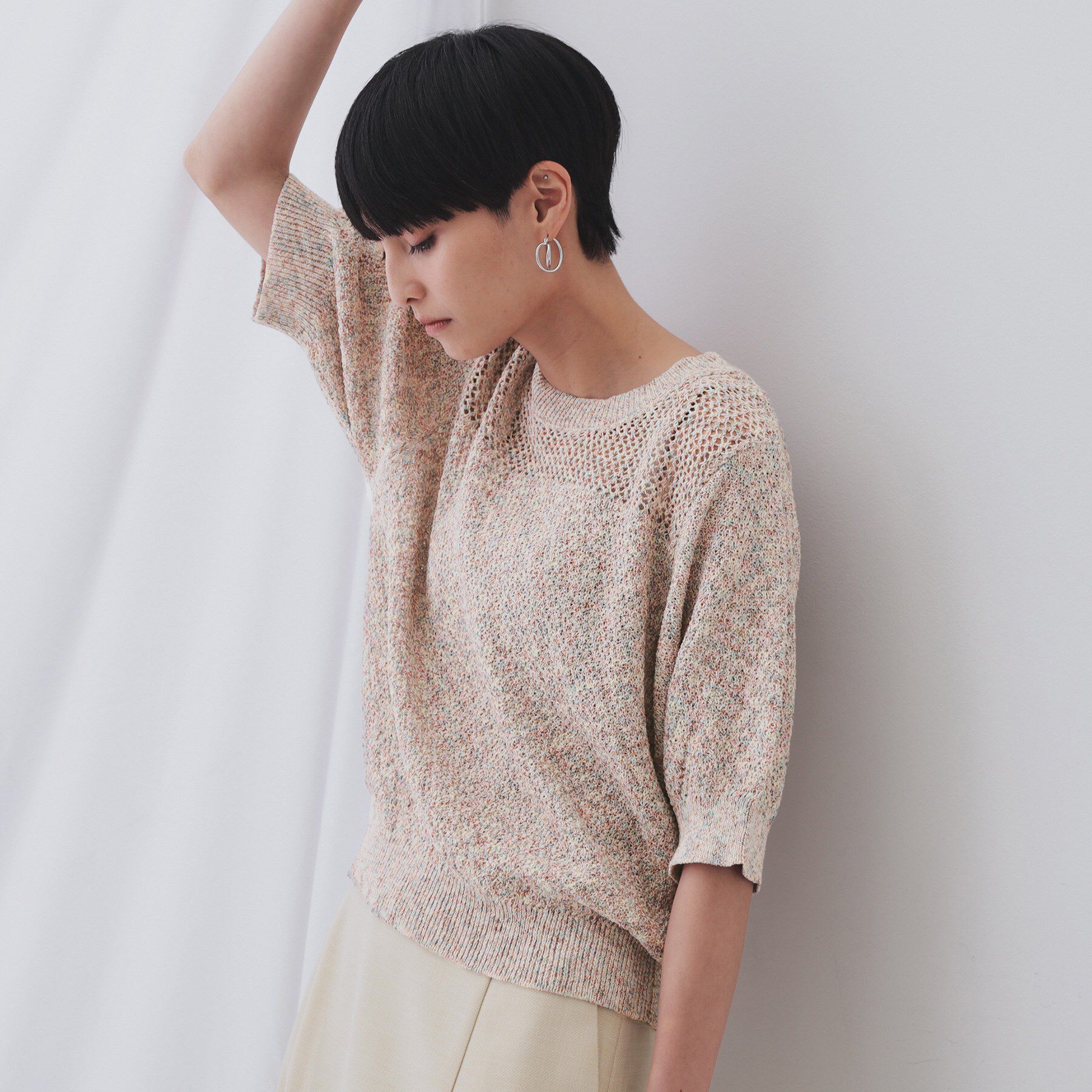 OPAQUE.CLIP「MIXヤーンカラーニット【洗濯機洗い可／抗ピル】」|ニット・セーター|ベージュ(452)