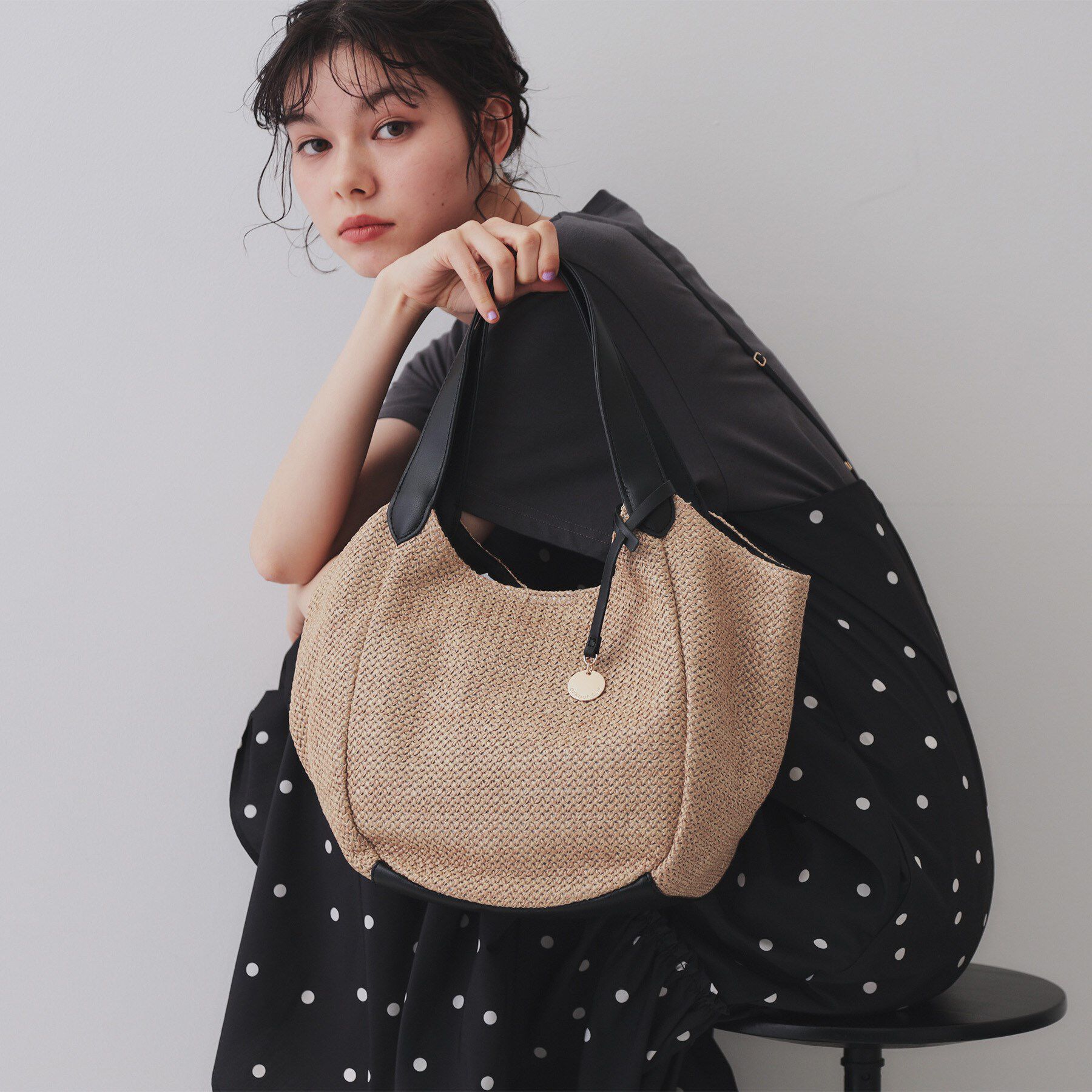 OPAQUE.CLIP「雑材合皮コンビマチ付きトートバッグ」|トートバッグ|