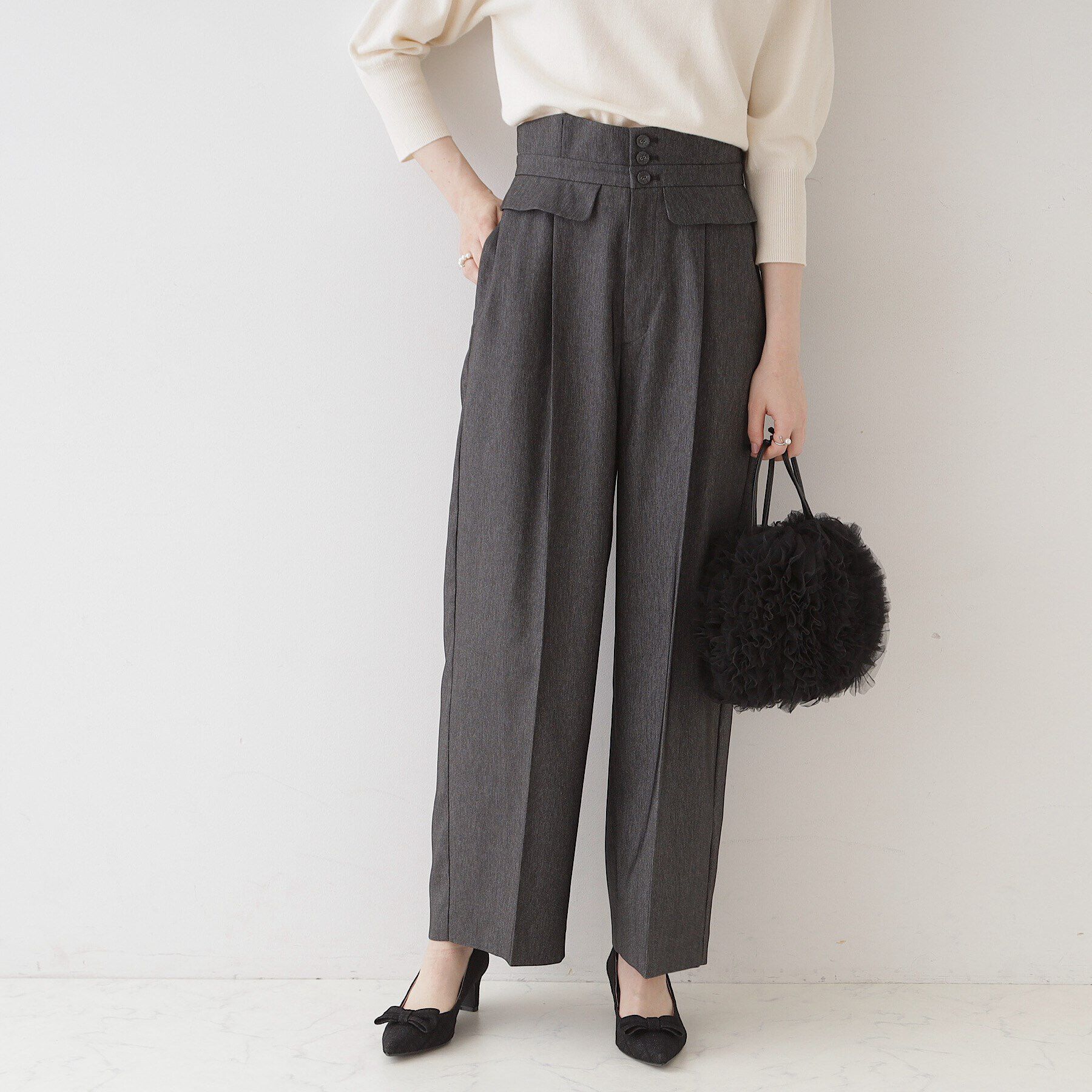 Couture broach「【スッキリきれい見え】デニムライクワイドパンツ」|その他|