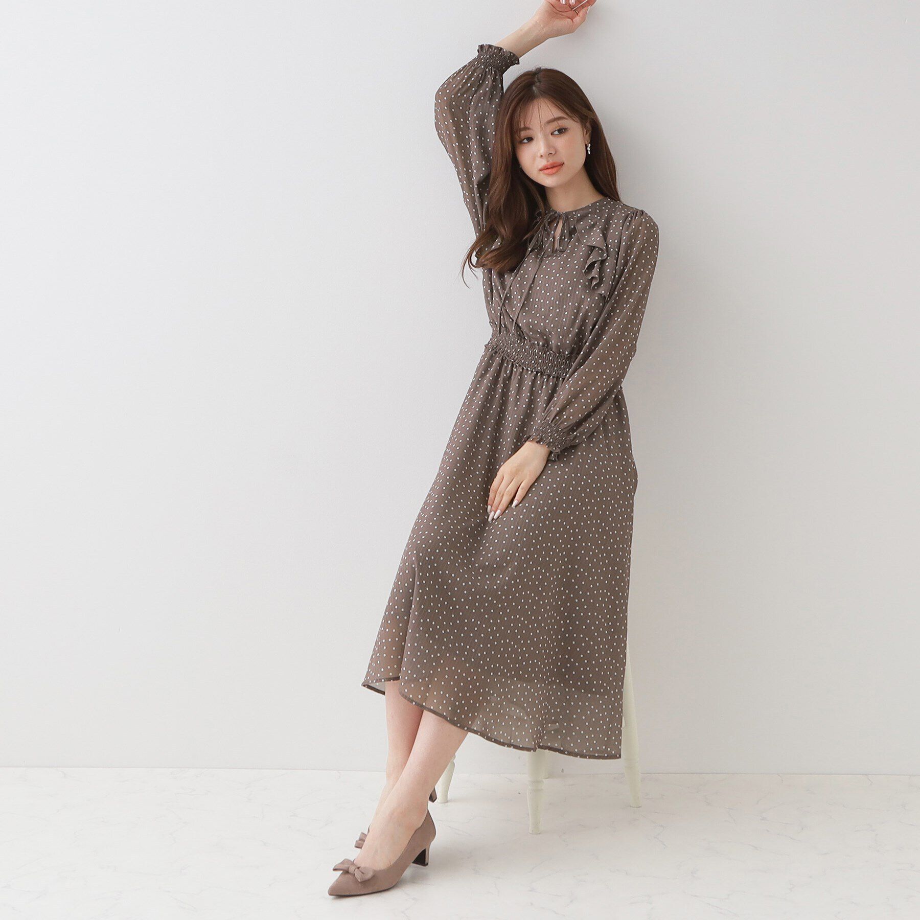 Couture broach「【一枚で華やかにキマる】ドットフリルデザインワンピース」|ワンピース|ﾄｰﾌﾟ(154)
