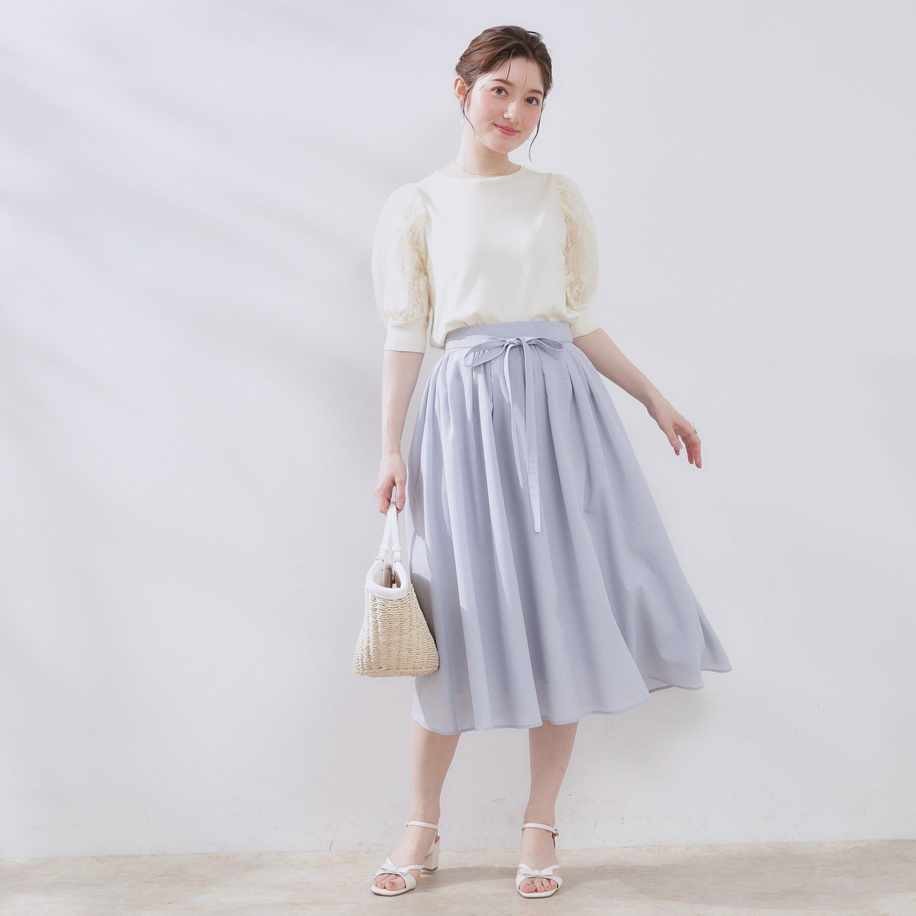 Couture broach「【洗える・UV機能・通勤】オーガンレース袖ニット」|ニット・セーター|