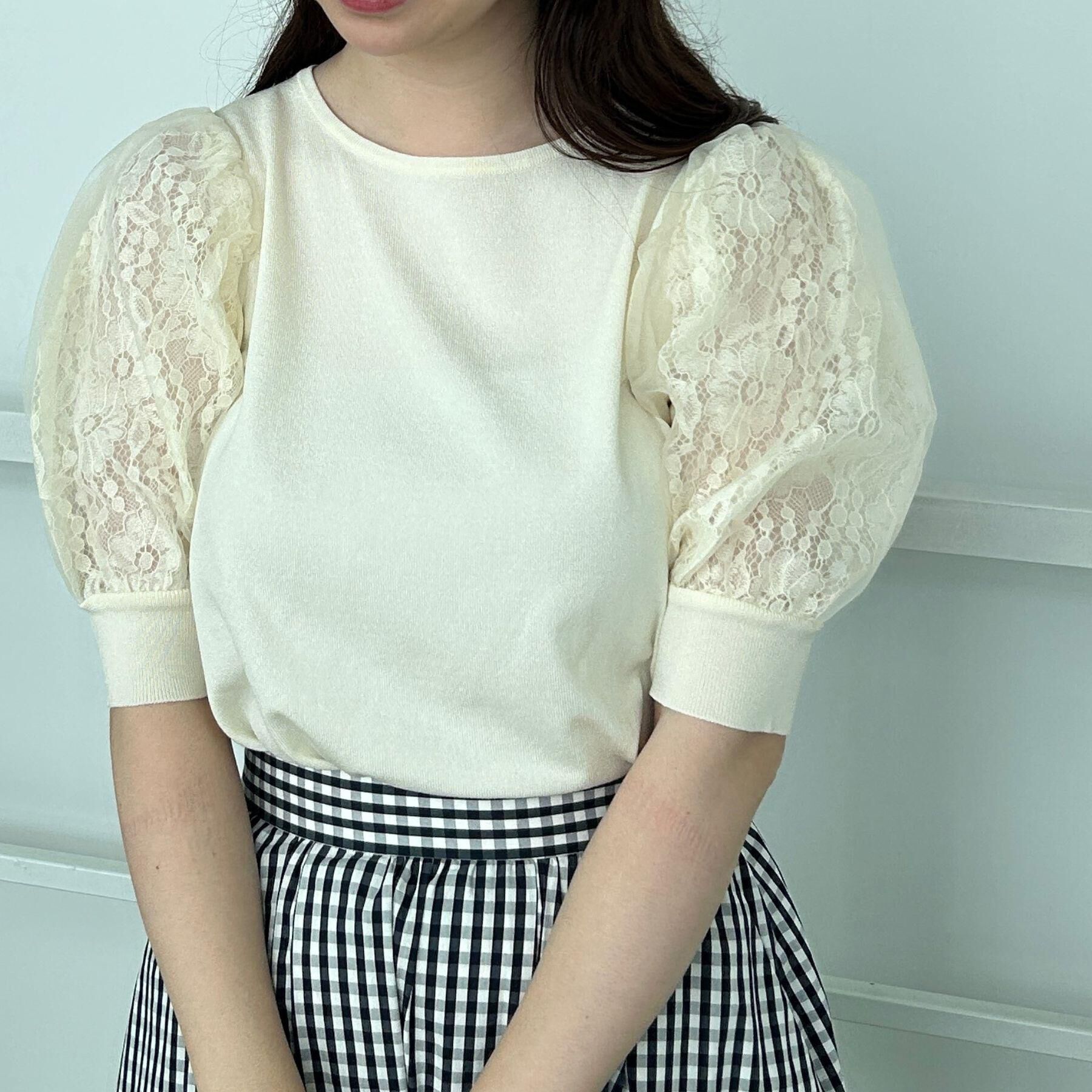 Couture broach「【洗える・UV機能・通勤】オーガンレース袖ニット」|ニット・セーター|