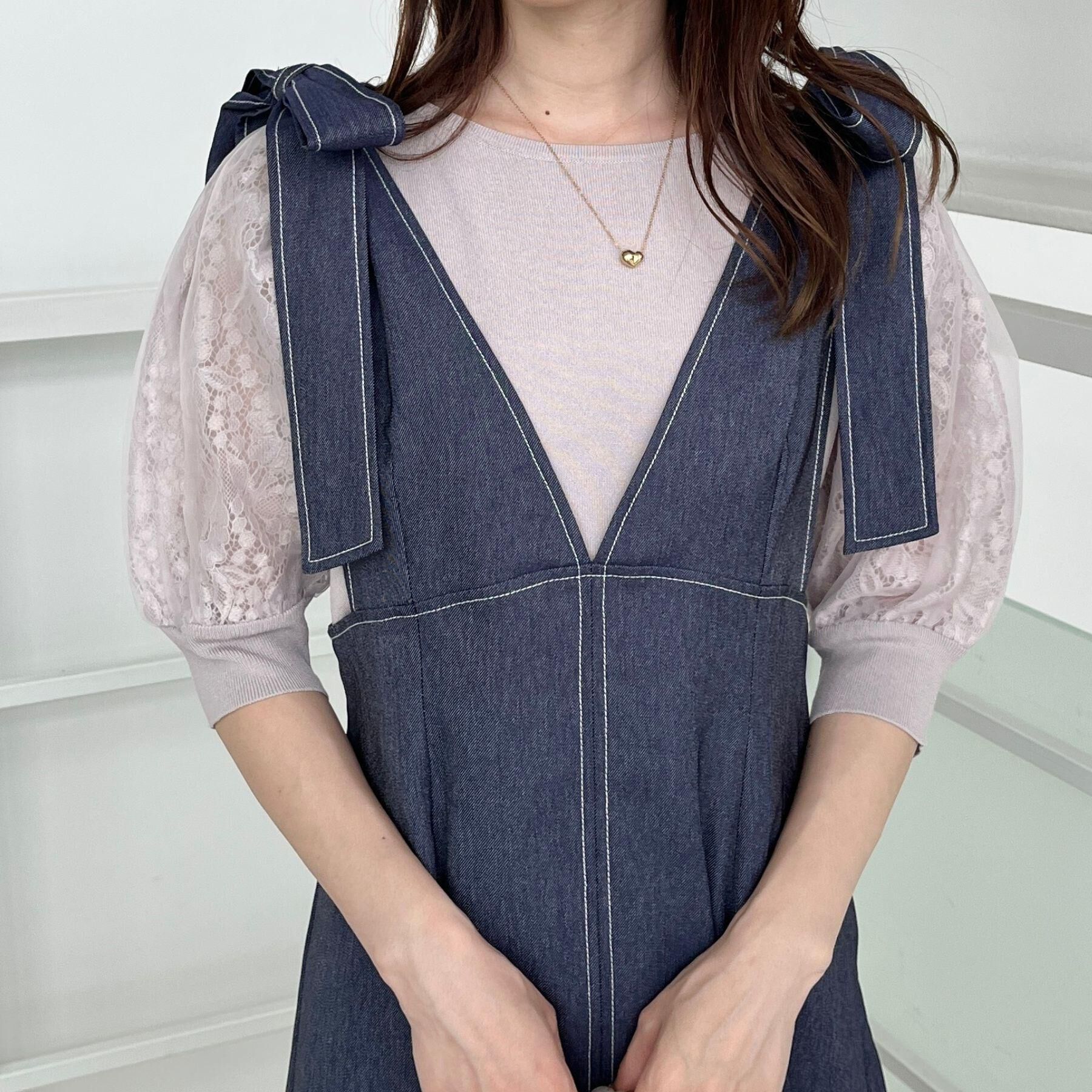 Couture broach「【洗える・UV機能・通勤】オーガンレース袖ニット」|ニット・セーター|