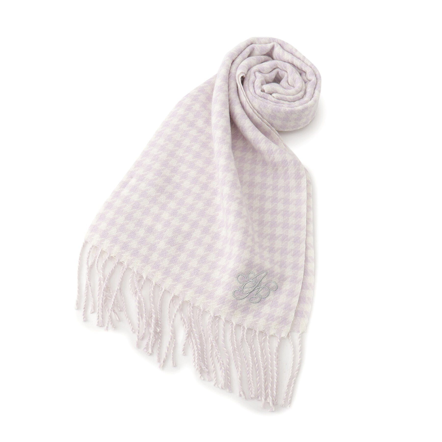 PINK-latte「アナグラム刺繍千鳥柄マフラー」|マフラー|ピンク(271)