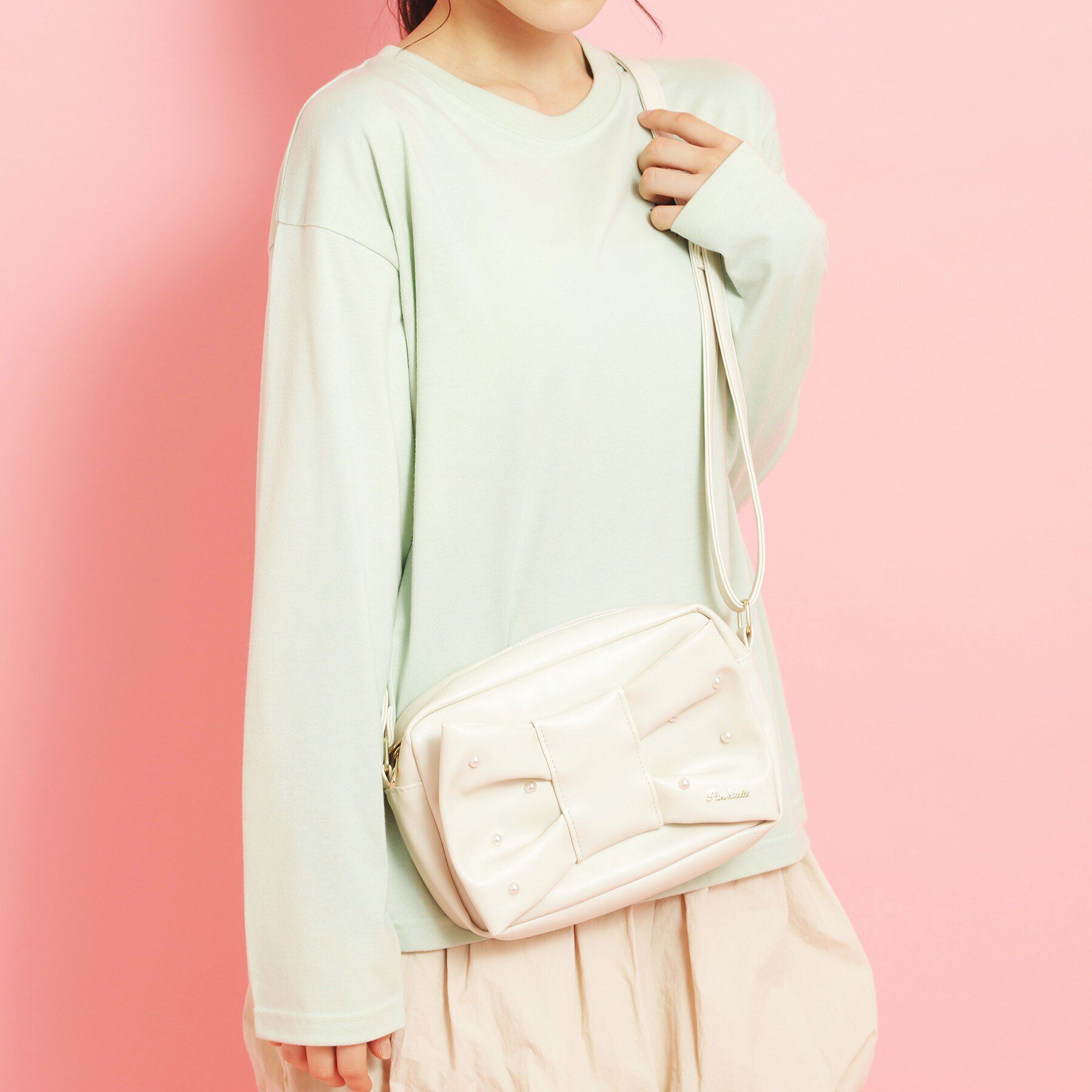 PINK-latte「ガーリーリボンショルダー」|ショルダー・メッセンジャー|