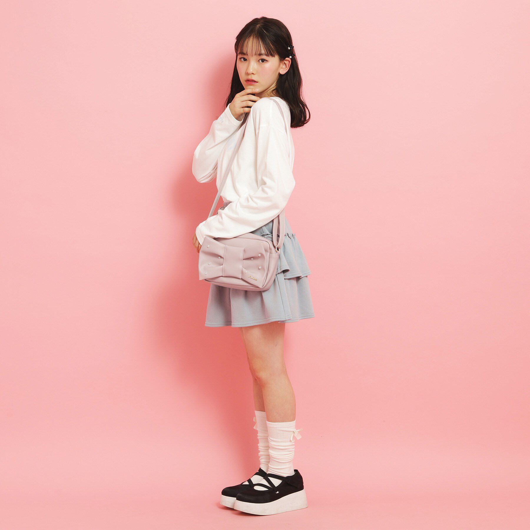 PINK-latte「ガーリーリボンショルダー」|ショルダー・メッセンジャー|